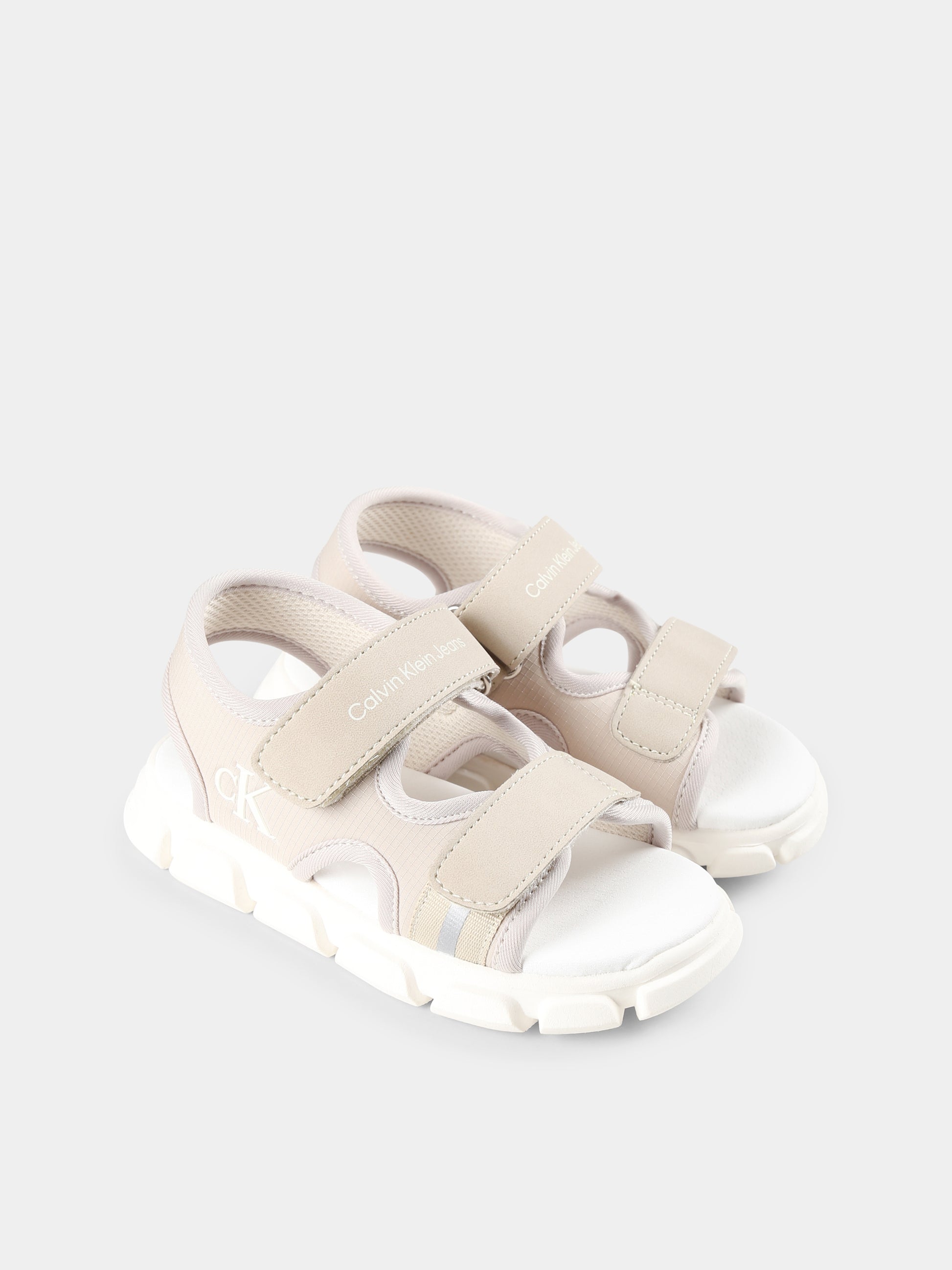 Sandali beige per bambini con logo,Calvin Klein Kids,V1B2 83022 1692503