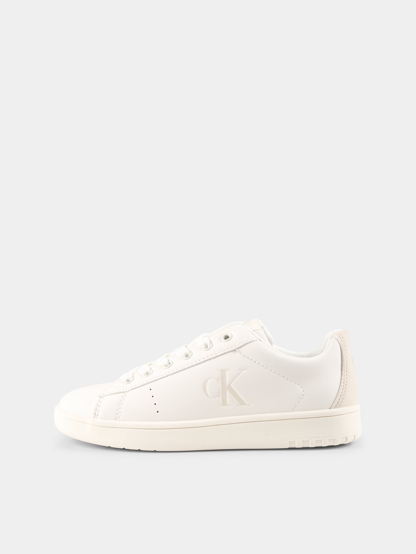 Sneakers avorio per bambini con logo,Calvin Klein Kids,V3X9 82082 1355A472