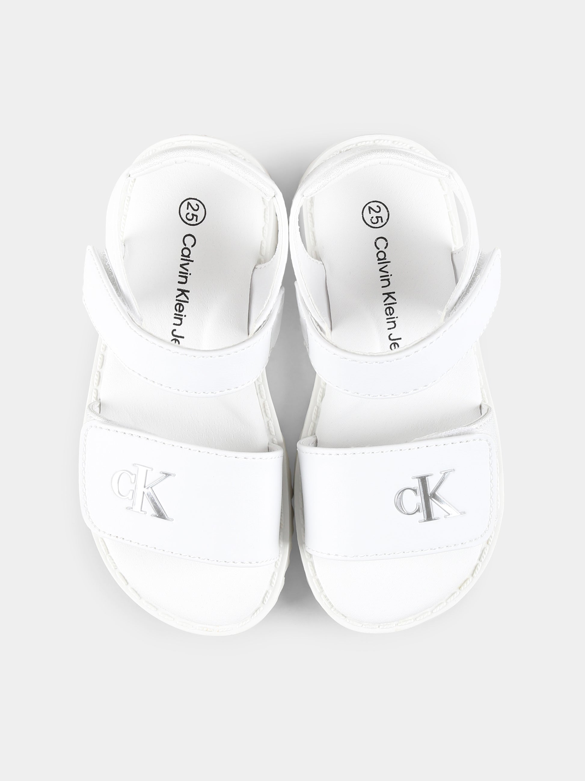 Sandali bianchi per bambina con logo,Calvin Klein Kids,V1A2 82039 1013X025