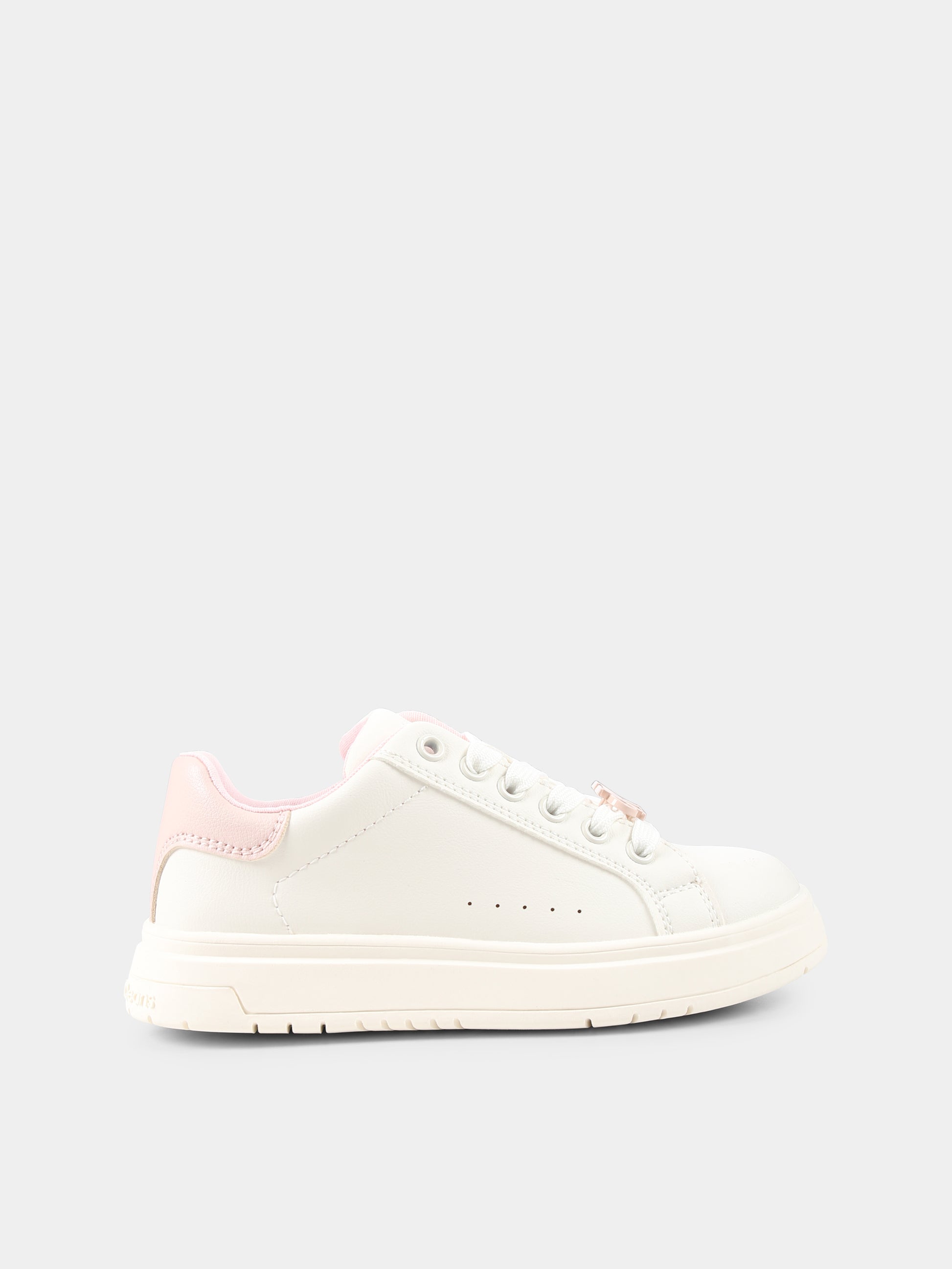 Sneakers avorio per bambina con logo,Calvin Klein Kids,V3A9 82015 1355A704
