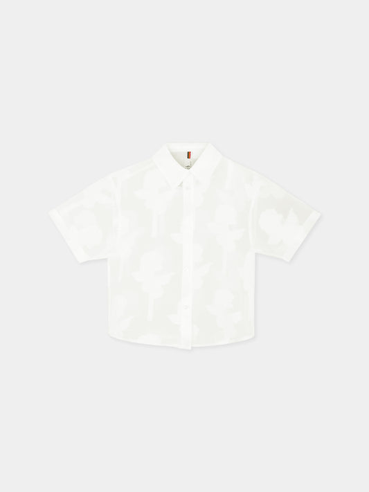 Chemise blanche pour fille avec roses