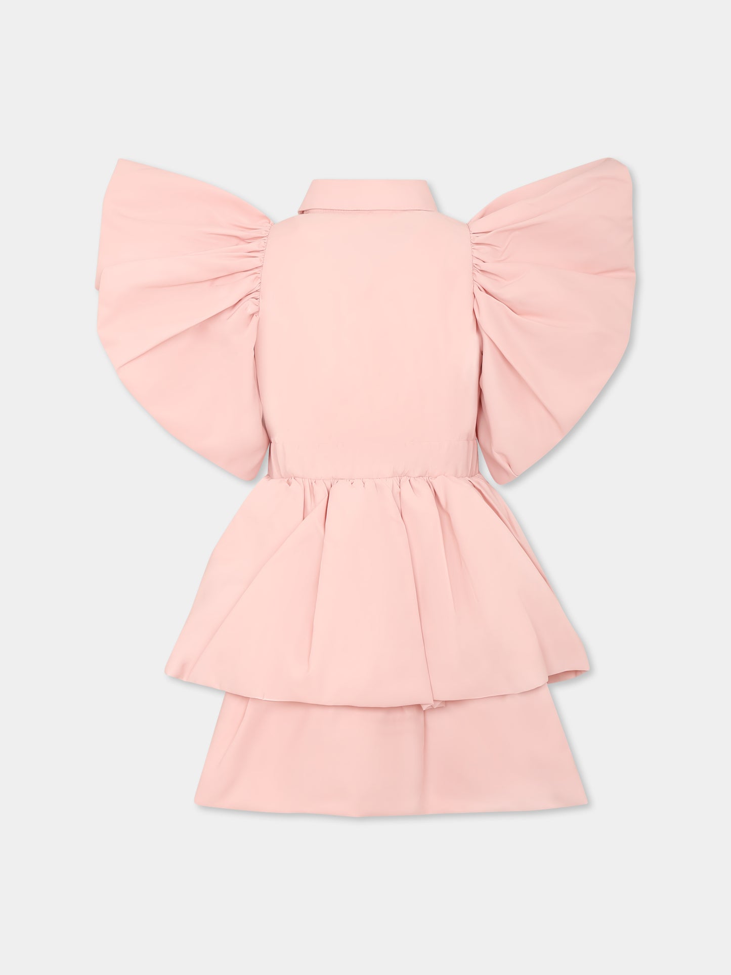 Vestito rosa per bambina con fiocco,Caroline Bosmans,SS25 4006B 85 3002