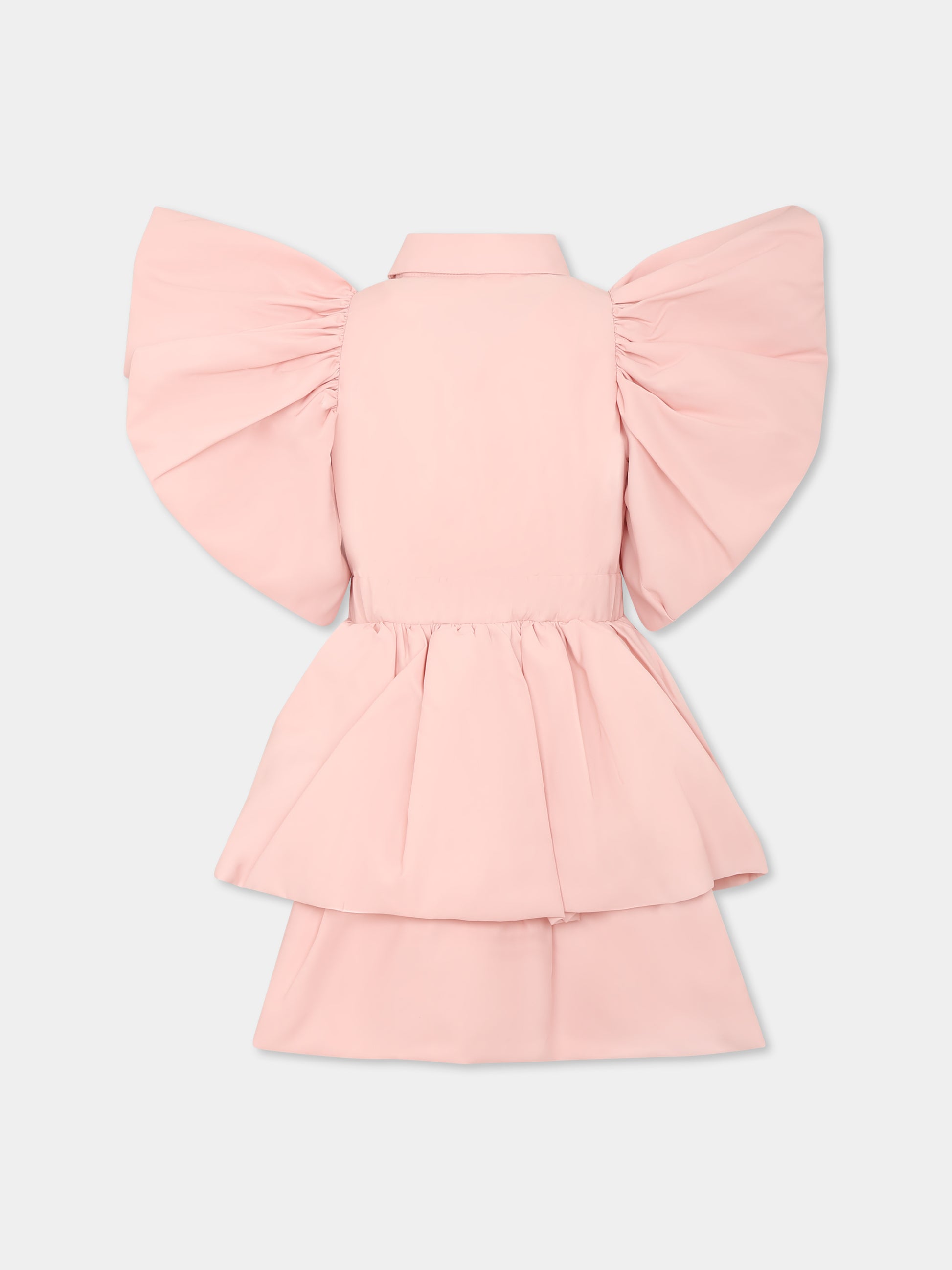 Vestito rosa per bambina con fiocco,Caroline Bosmans,SS25 4006B 85 3002