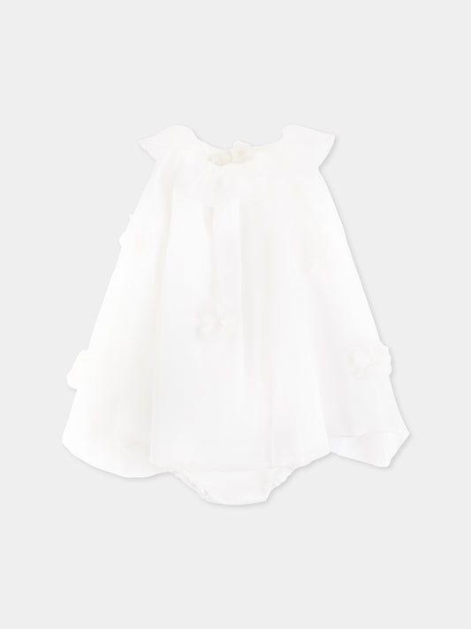 Robe ivoire pour bébé fille avec fleurs