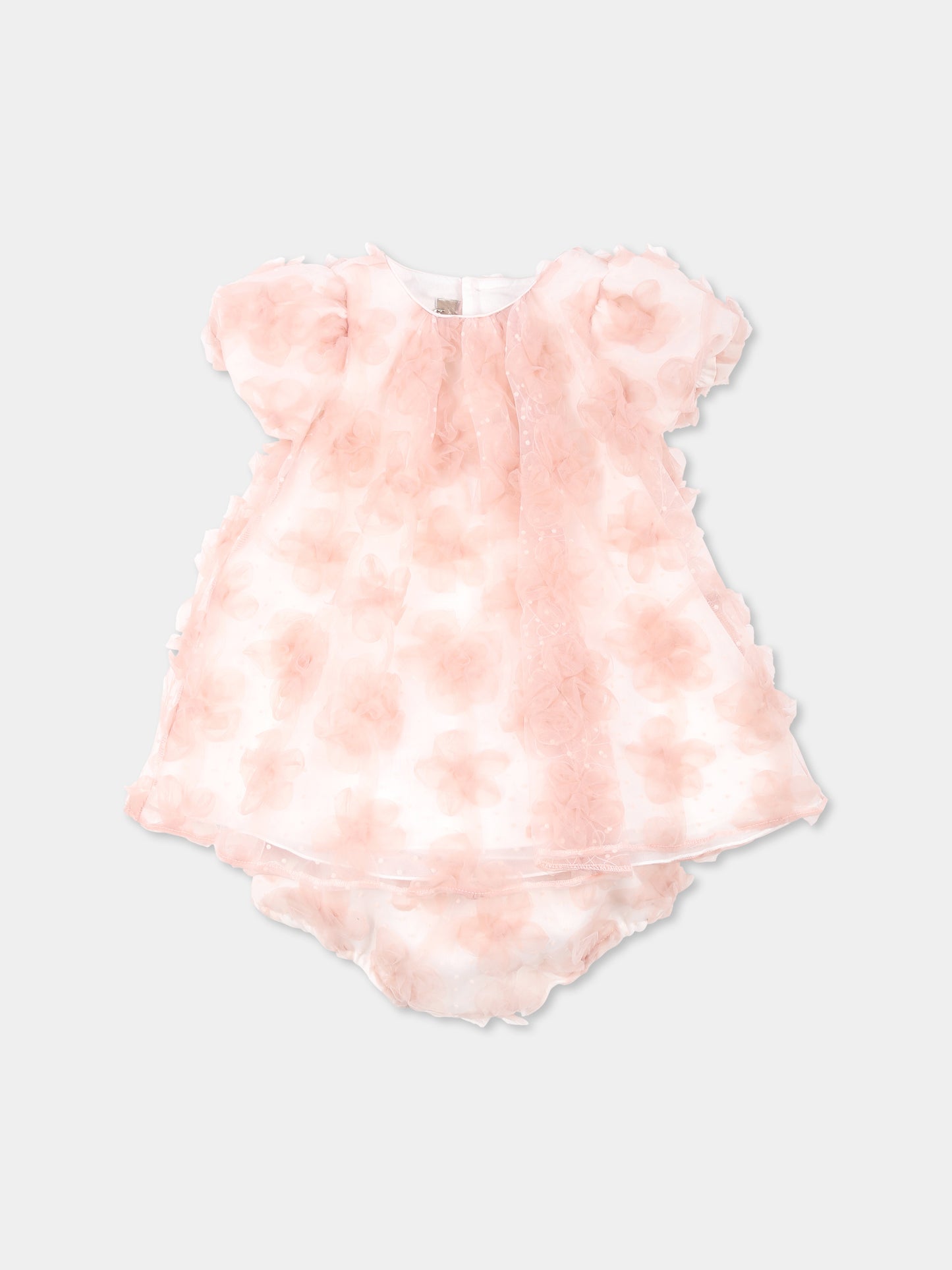 Vestito rosa per neonata con fiori,La Stupenderia,CBAB54X24