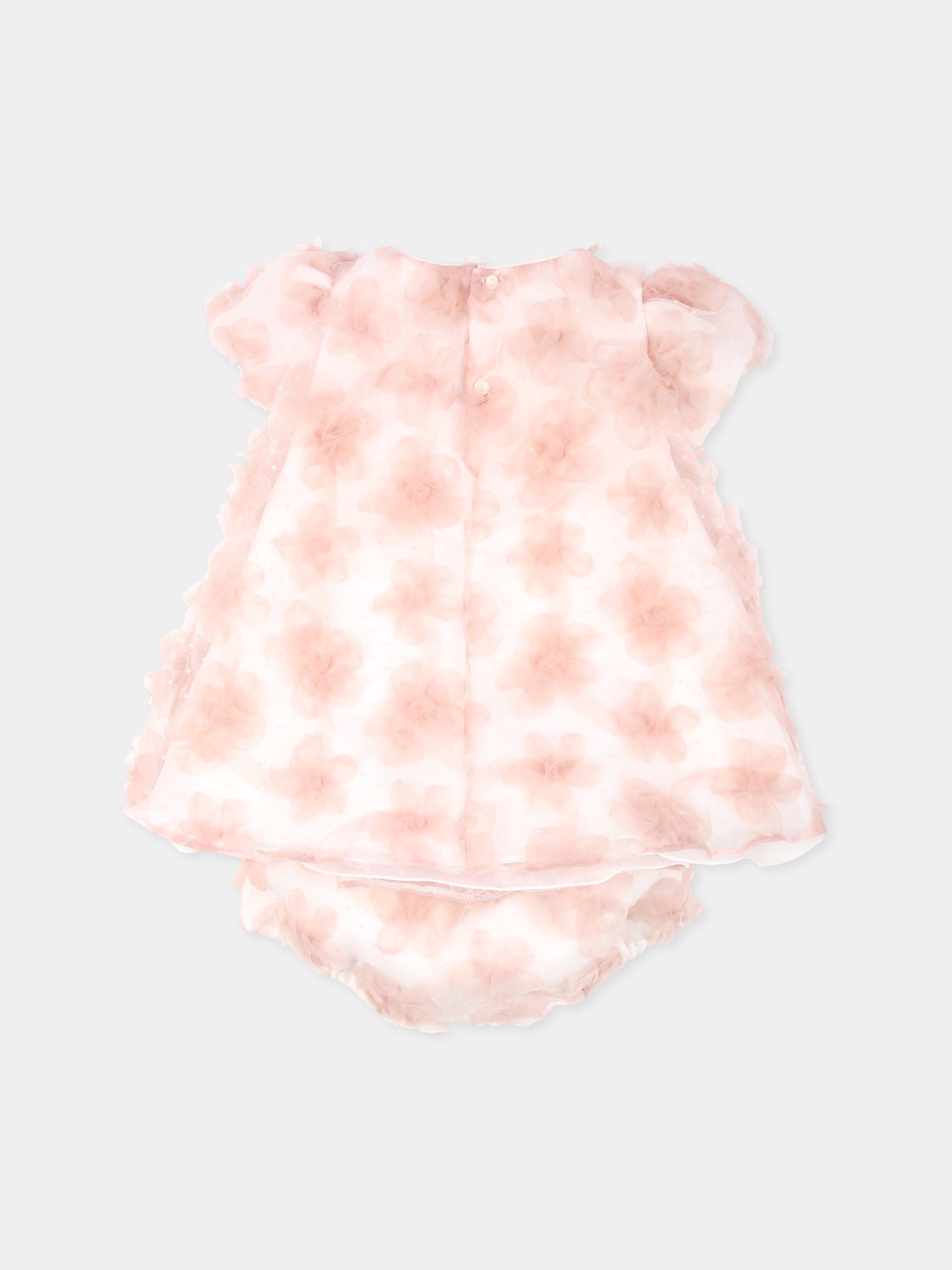 Vestito rosa per neonata con fiori,La Stupenderia,CBAB54X24