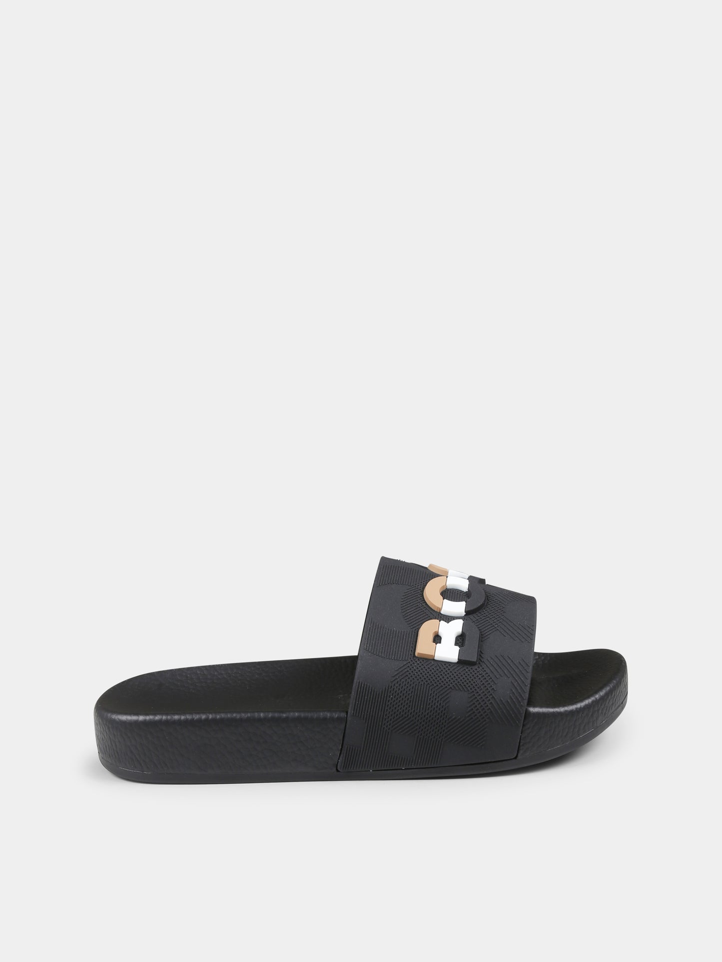 Ciabatte nere per bambino con logo,Boss,J52269 09B