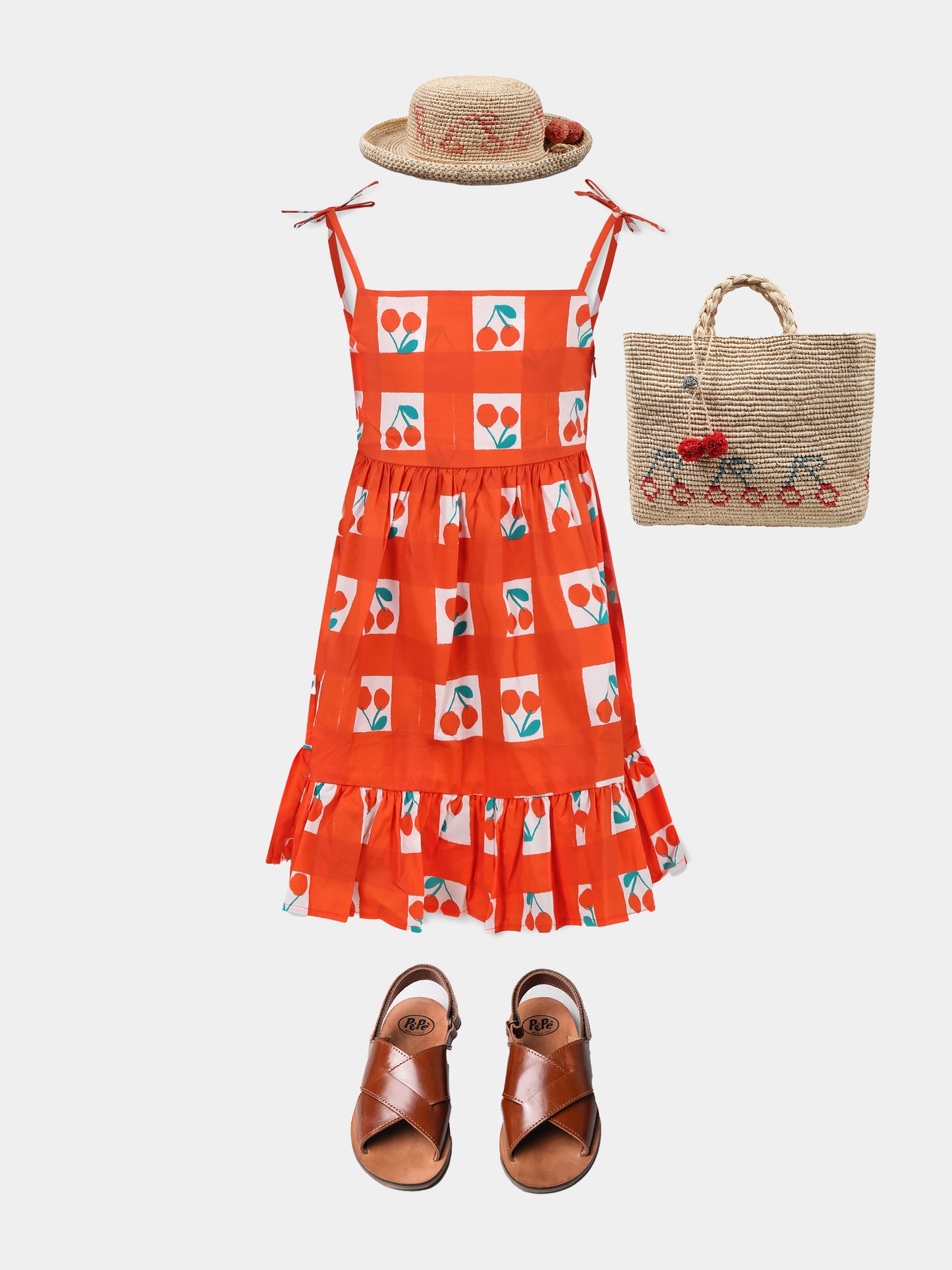 Robe rouge pour fille avec cerises