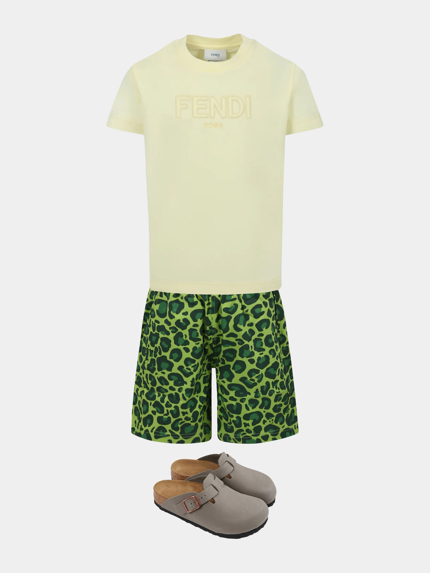 Short vert pour garçon avec imprimé tacheté