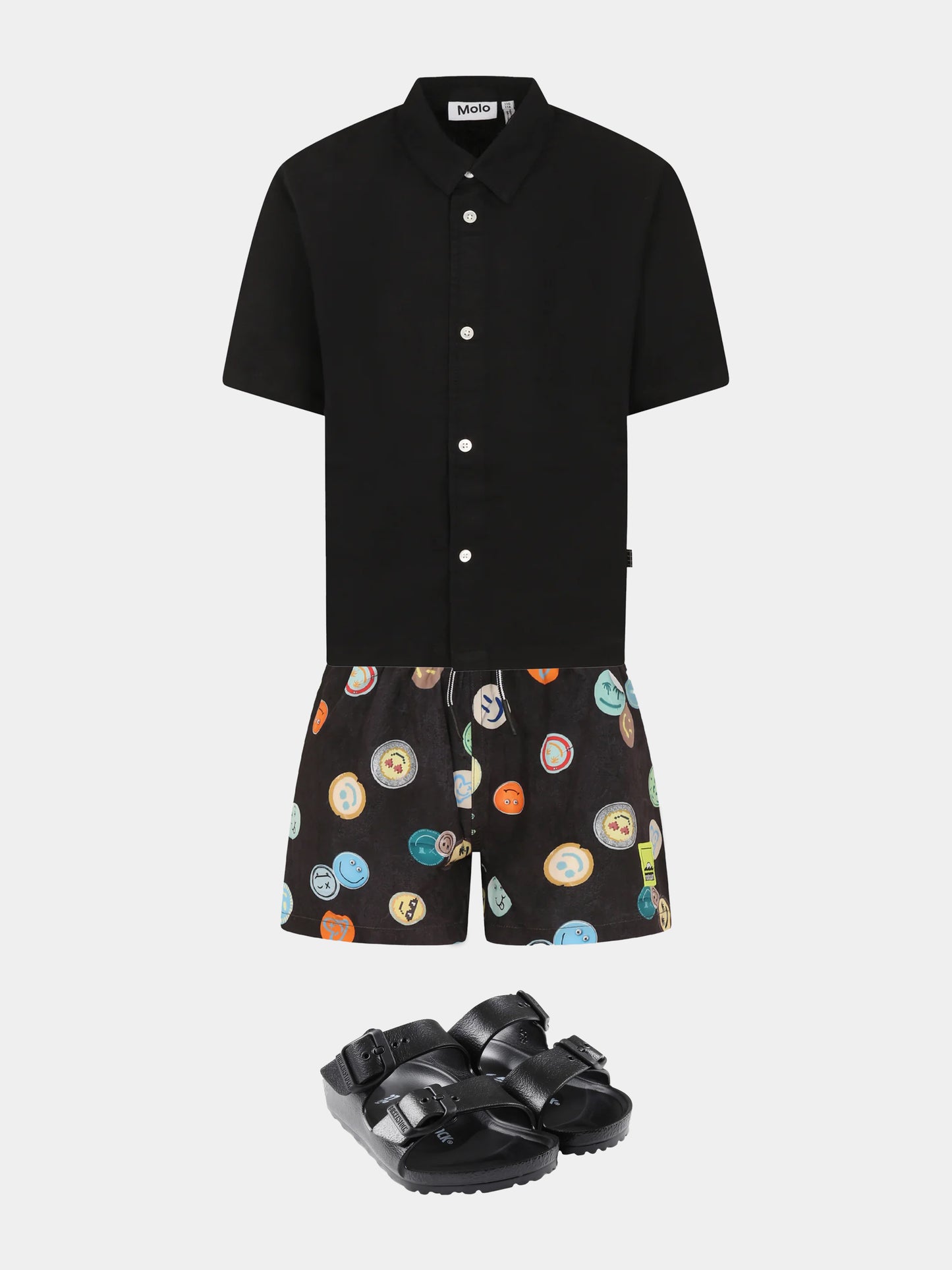 Chemise noire pour garçon avec logo patch