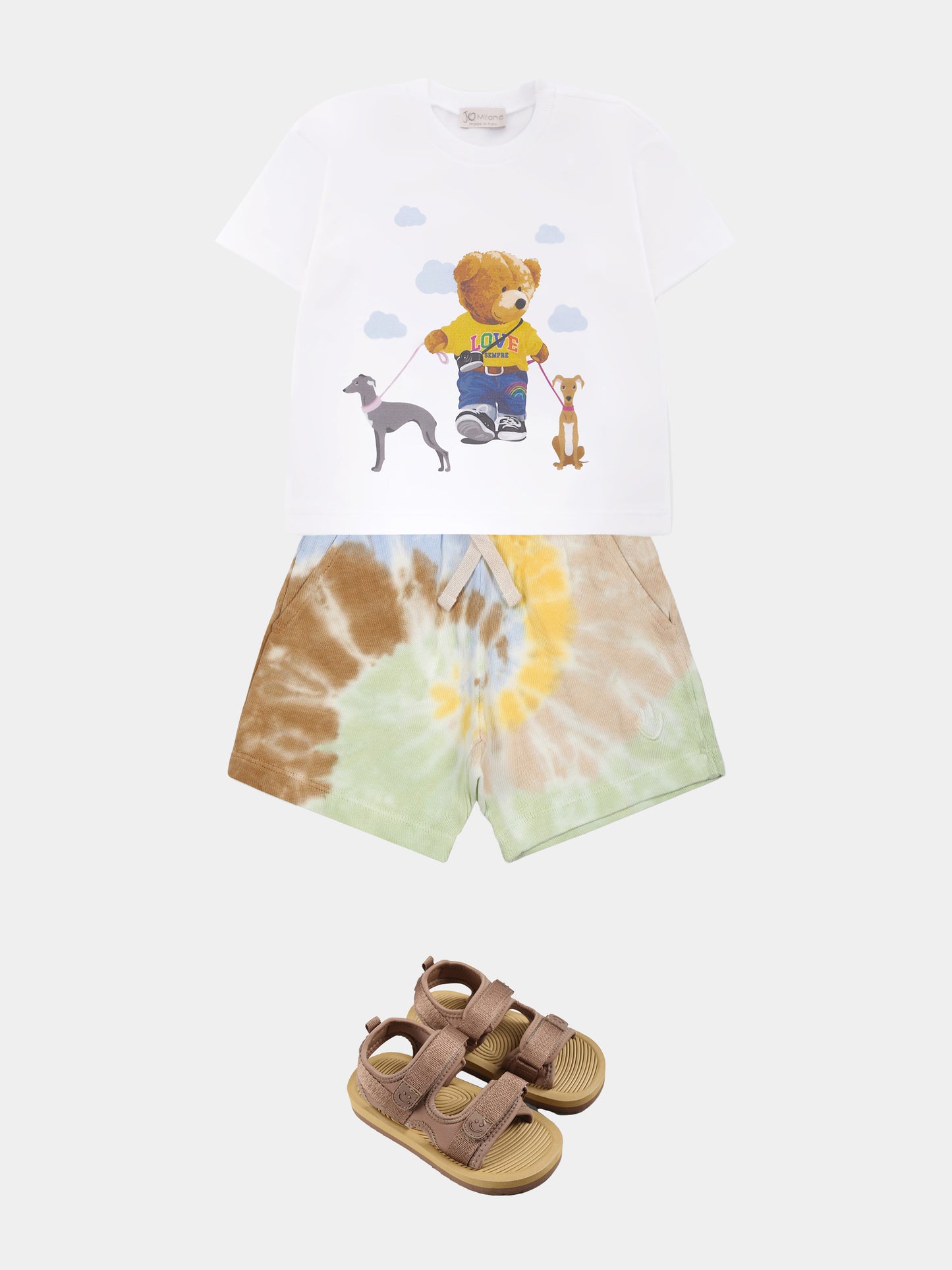 T-shirt blanc pour bébé enfants avec ours et chiens