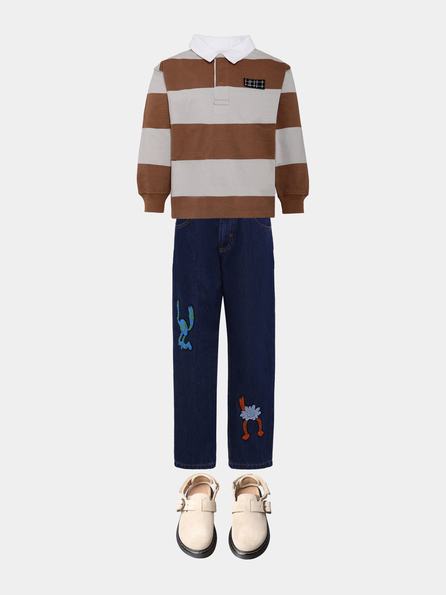 Jean bleu pour garçon avec terre