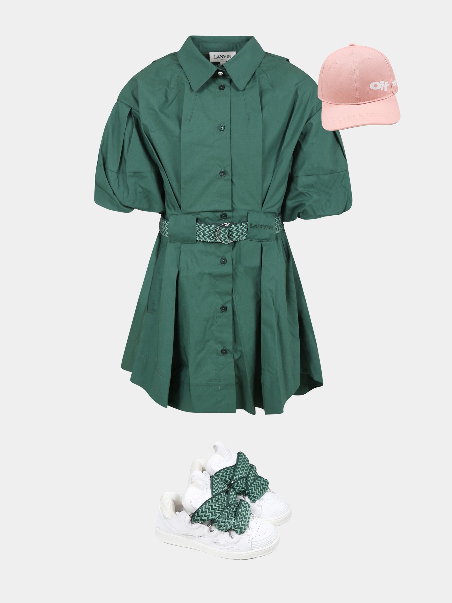 Robe verte pour fille avec logo