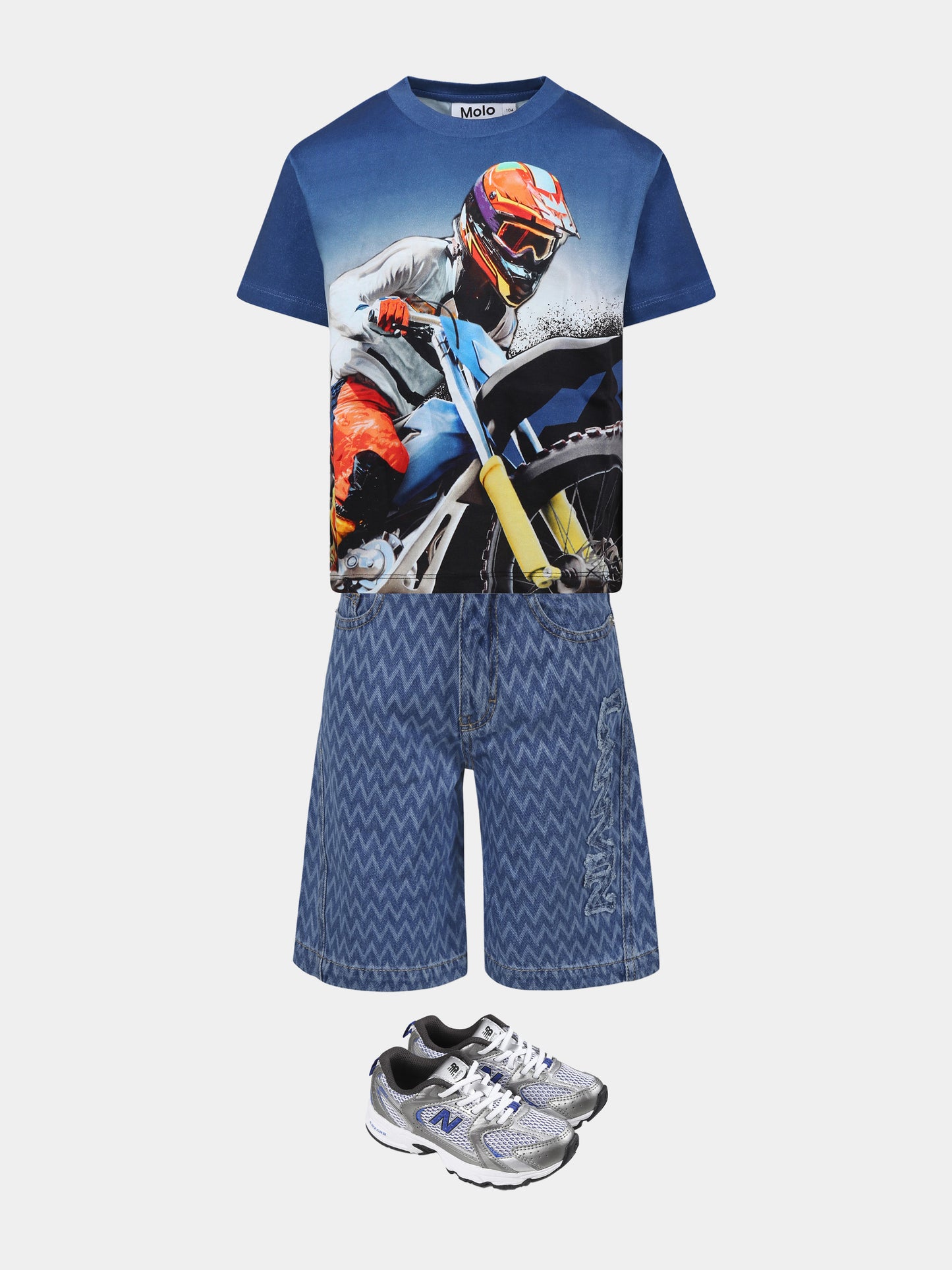 Sweat bleu pour garçon avec moto