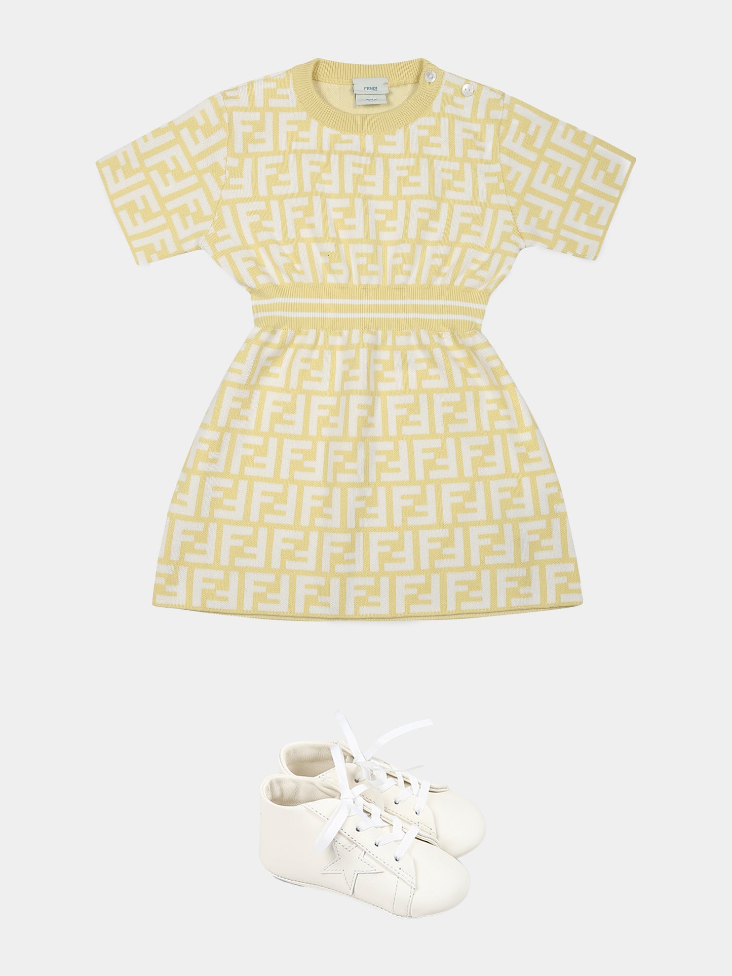 Robe jaune pour bébé fille avec FF