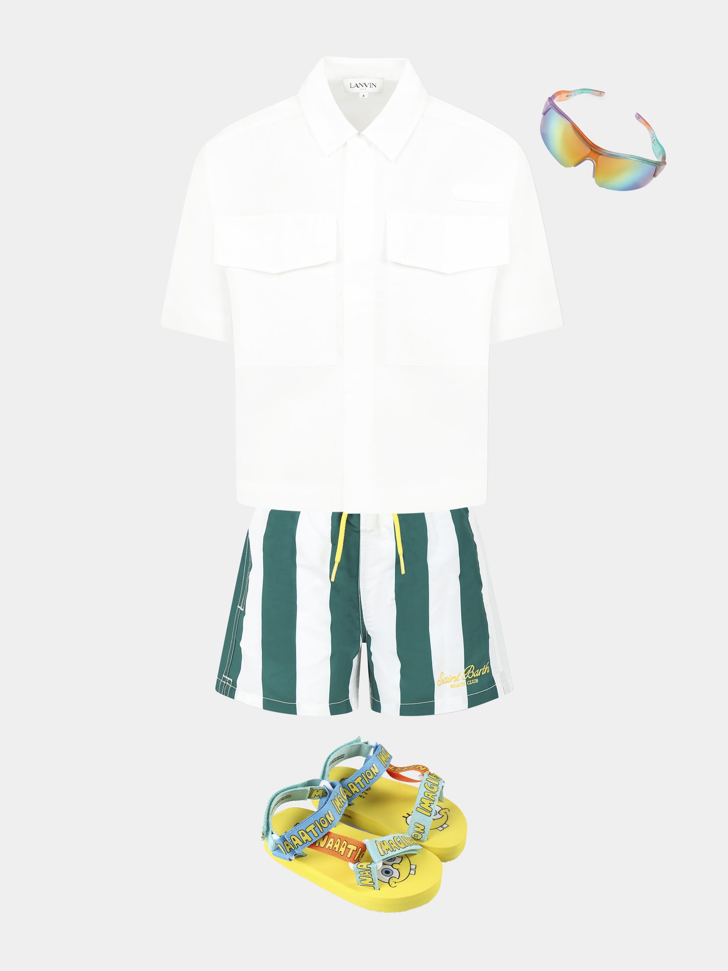 Short de bain vert pour garçon avec logo