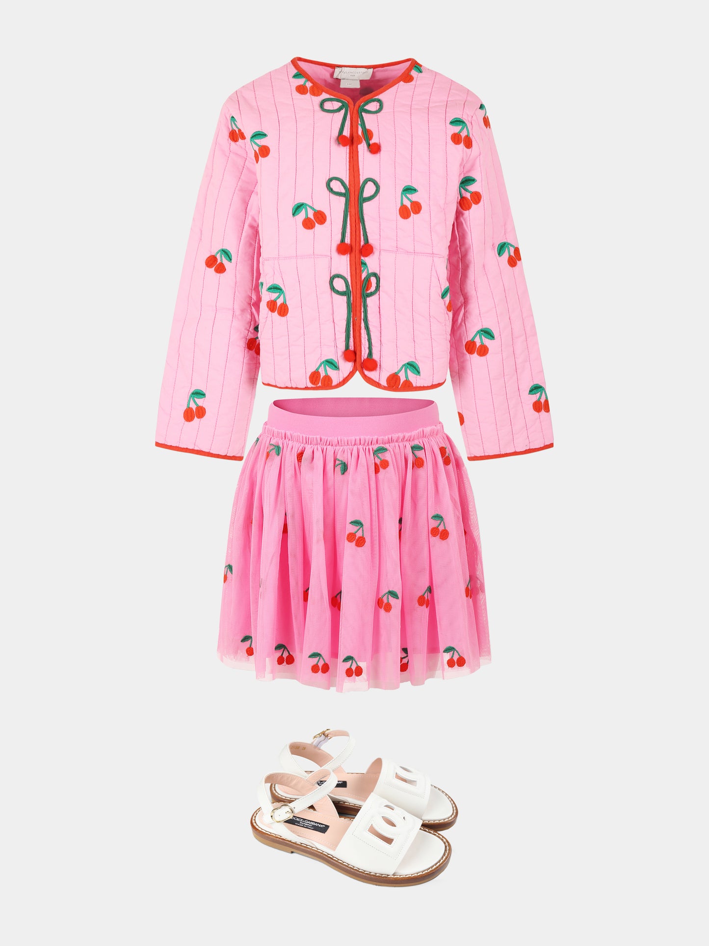 Jupe rose pour fille avec cerises