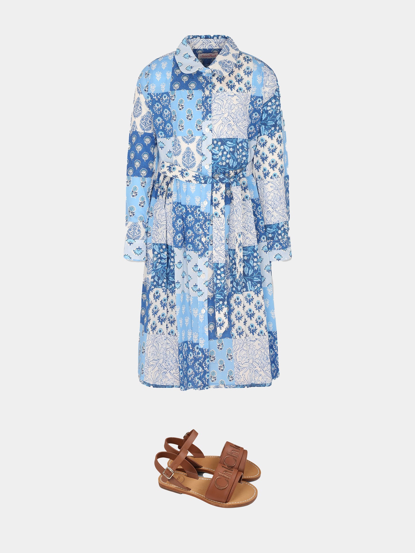 Robe bleu clair pour fille avec imprimé floral