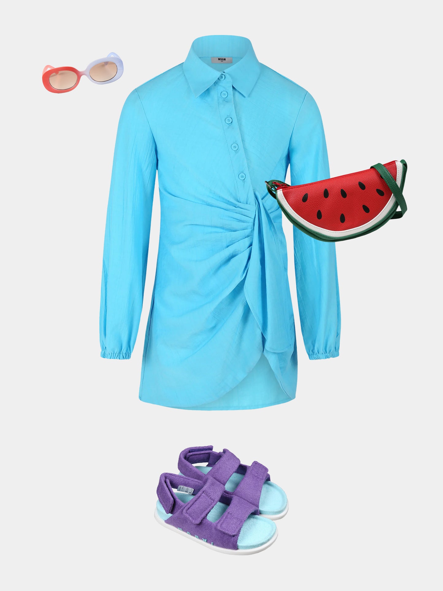 Robe bleu clair pour fille avec logo