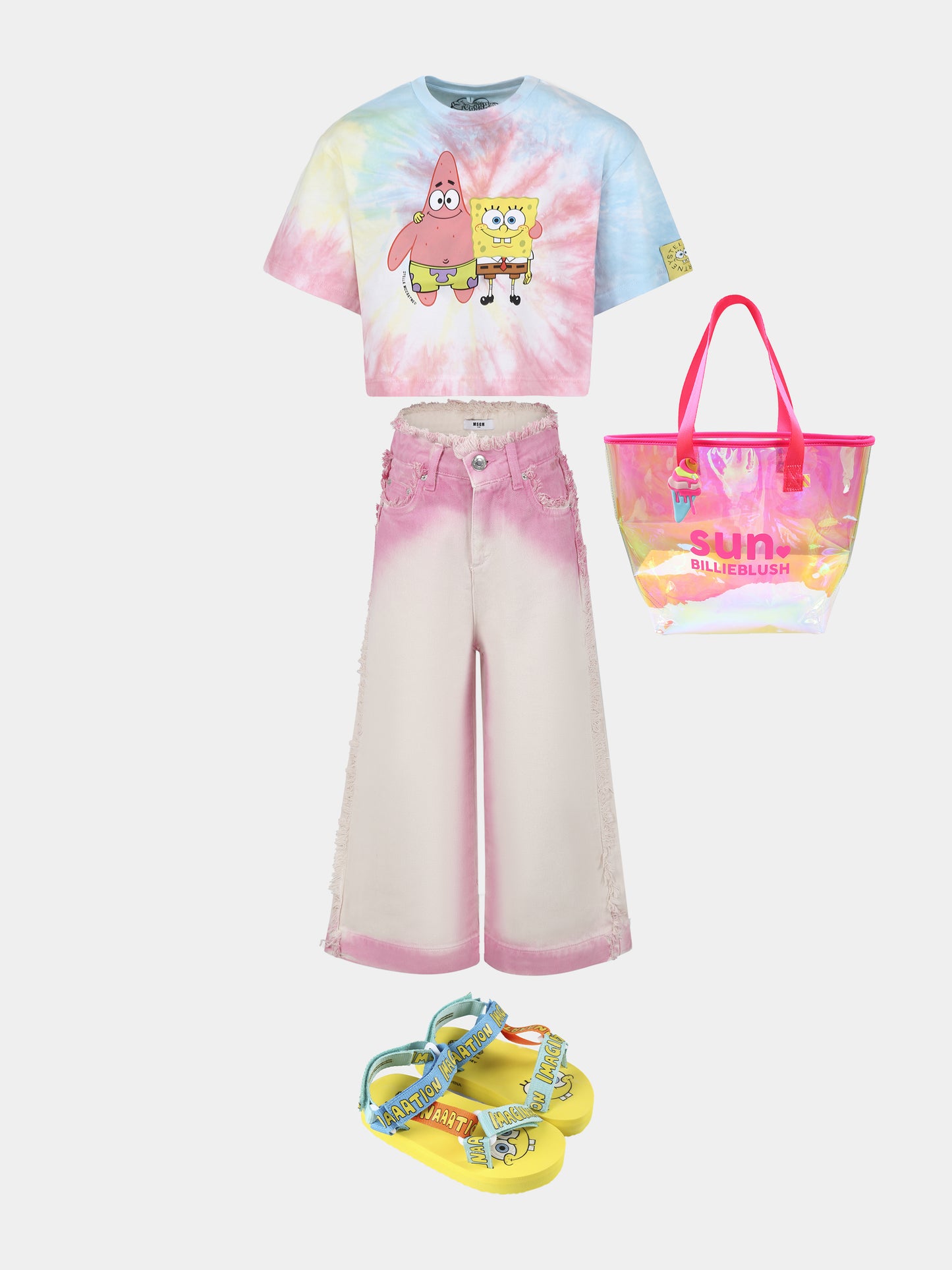 T-shirt court multicolore pour fille avec Bob l'éponge