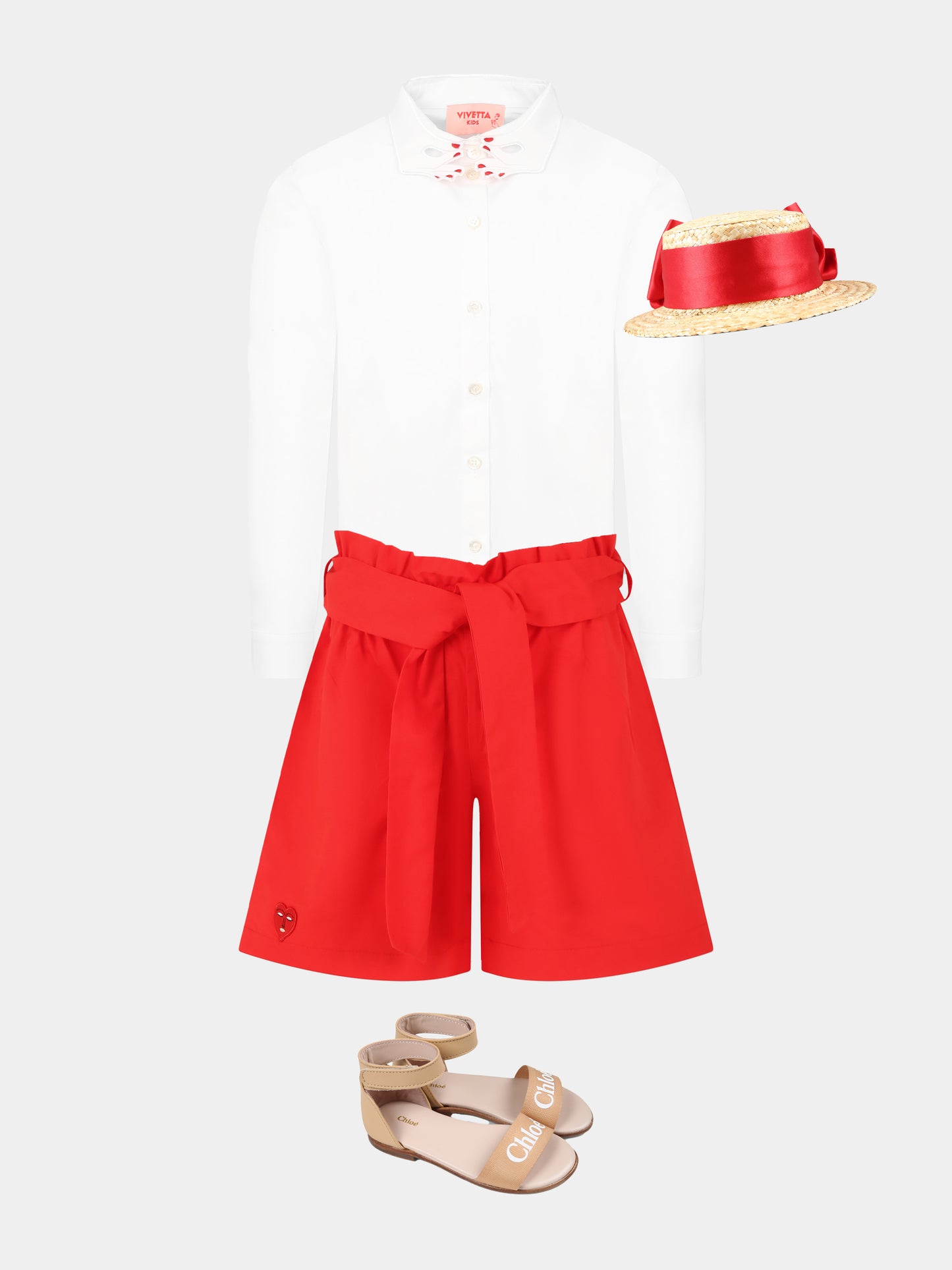 Short rouge pour fille avec coeur