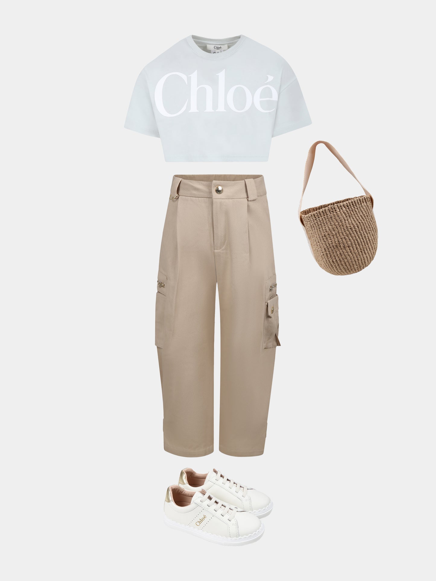 T-shirt crop vert pour fille avec logo blanc