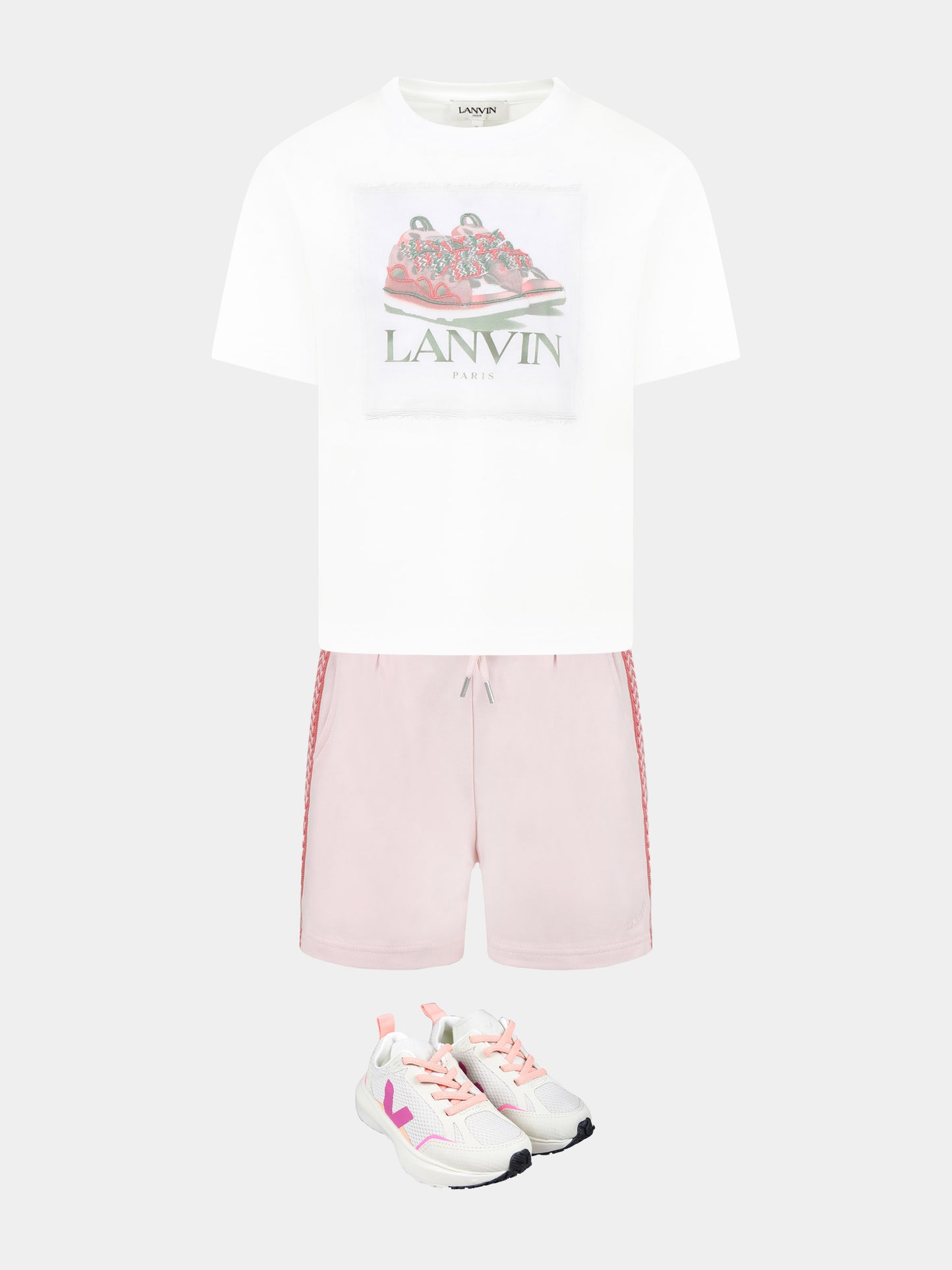 T-shirt blanc pour fille avec imprimé baskets