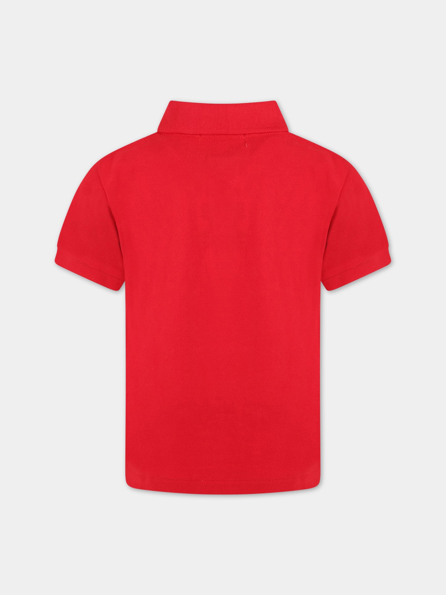 Polo rossa per bambini con logo,Comme Des Garçons Play Kids,AZ-T505 P1T505 ROSSO