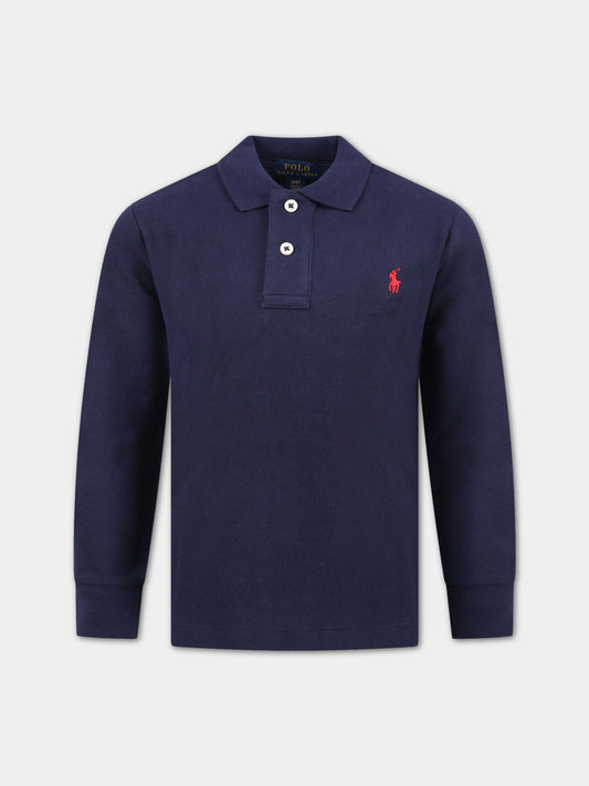 Polo blu per bambino con iconico cavallino,Ralph Lauren Kids,703634032