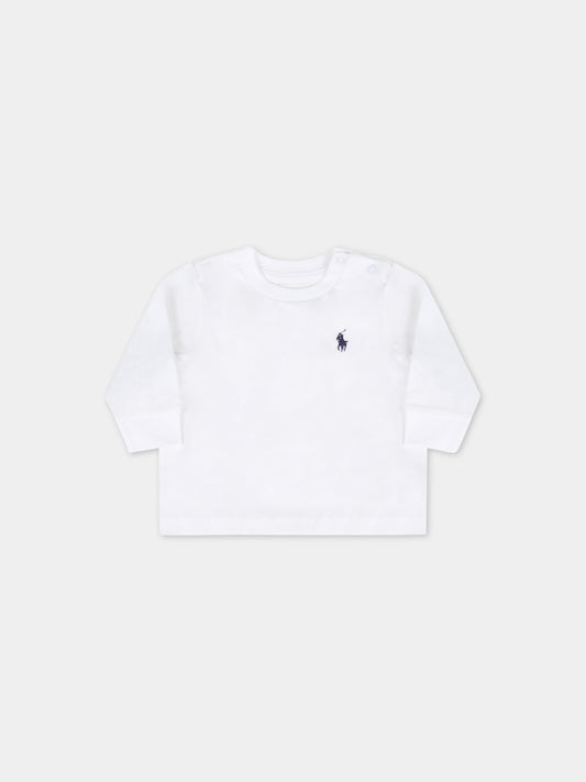 T-shirt bianca per neonati con iconico cavallino,Ralph Lauren Kids,843804004-B