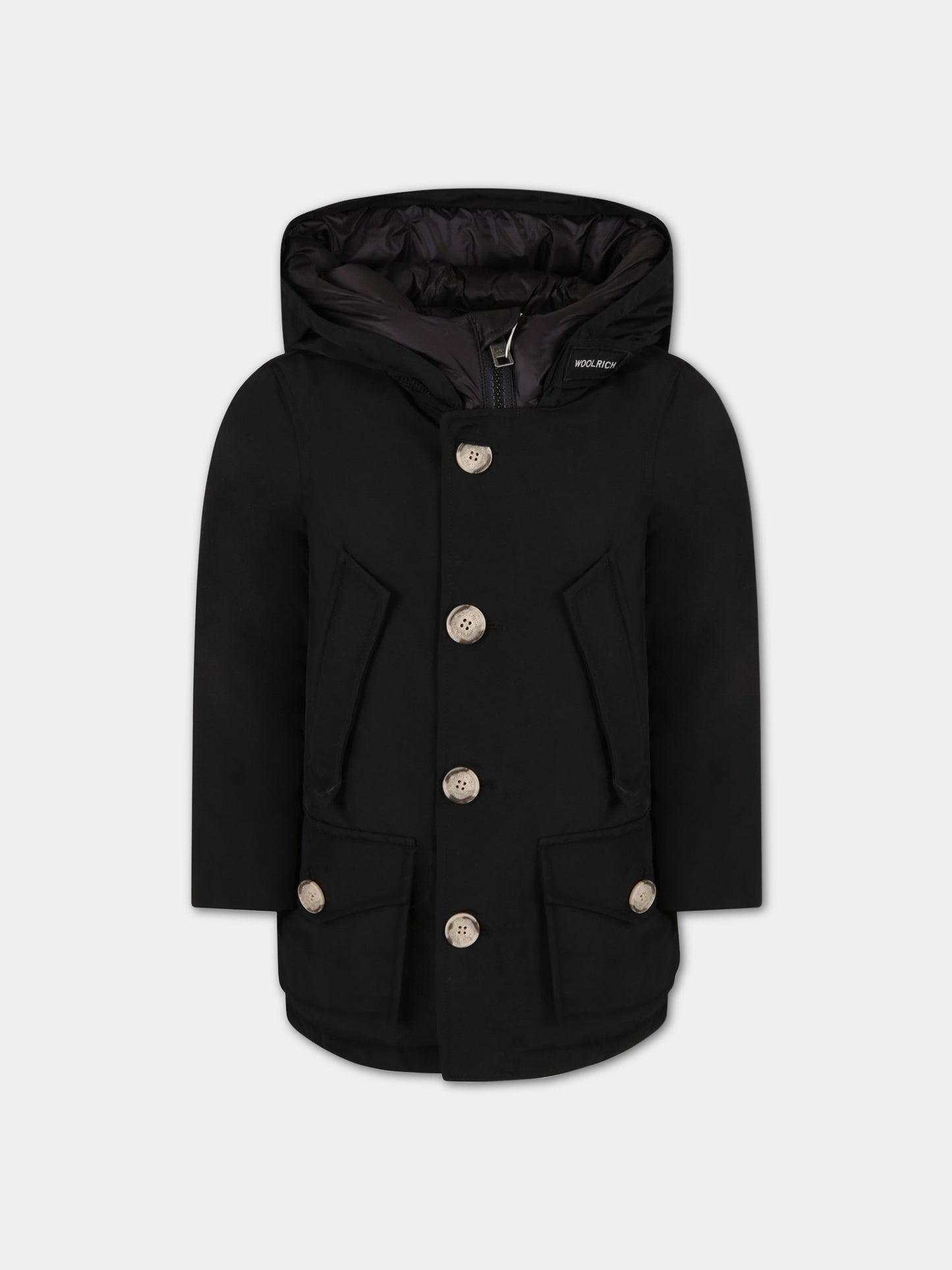 Piumino nero per bambino con logo,Woolrich Kids,CFWKOU0188MRUT0641 BLK