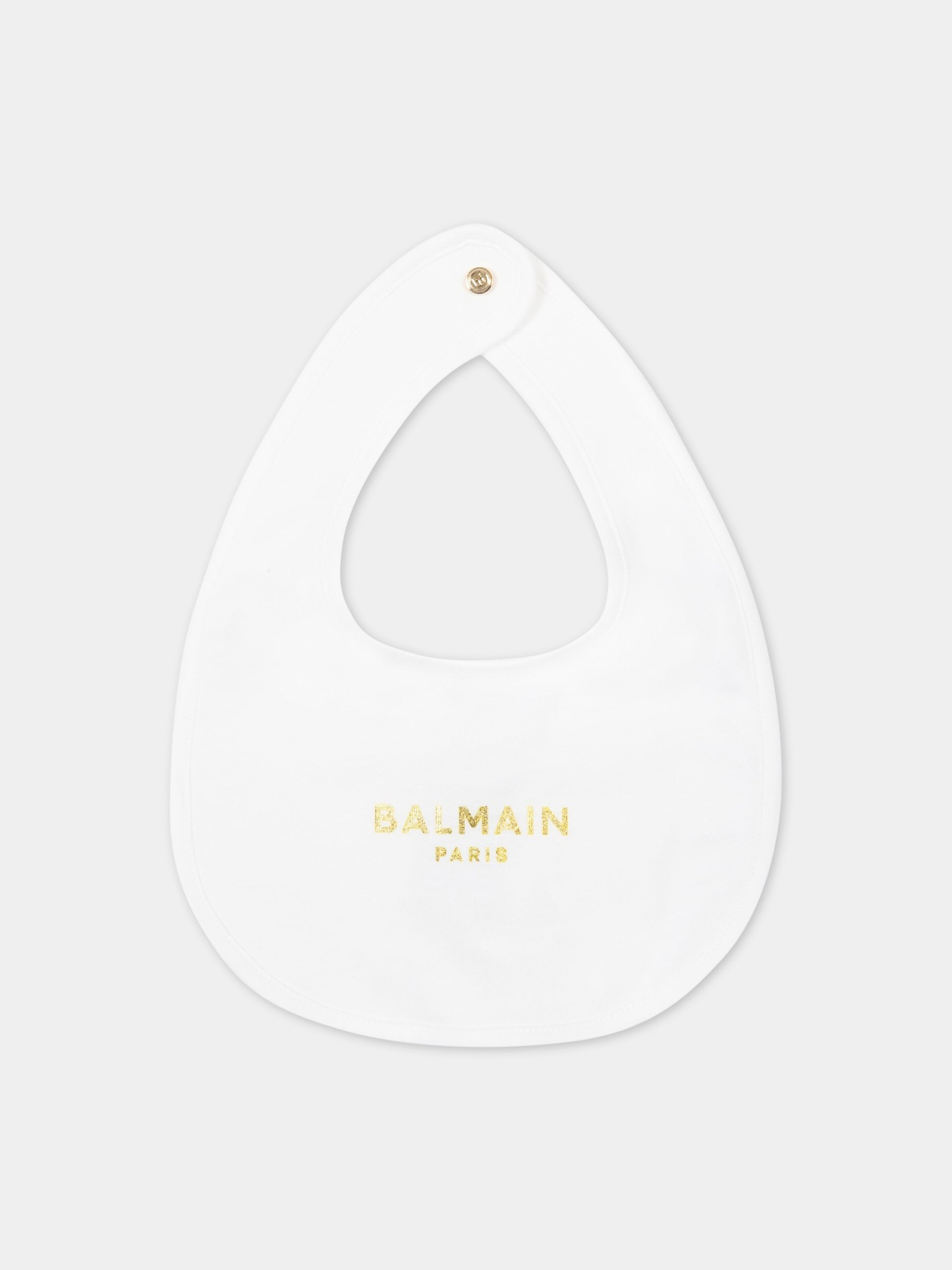 Set bianco per neonata con logo dorato,Balmain Kids,6Q8860 J0006 100