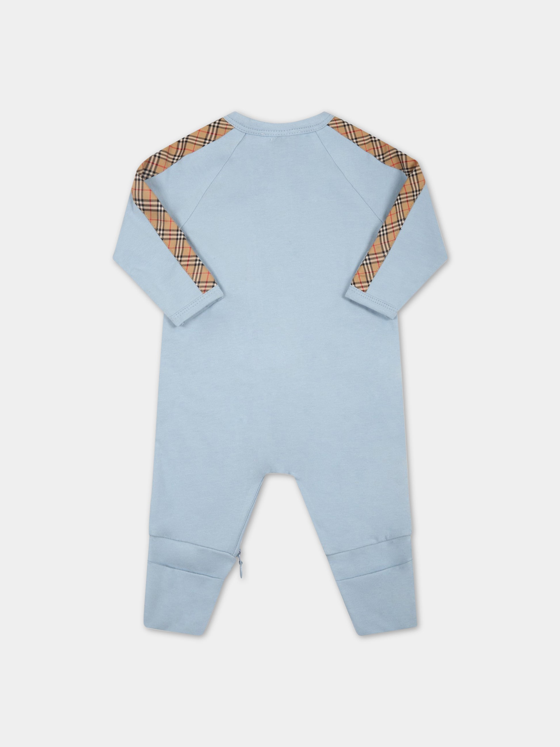 Set celeste per neonato con iconico check vintage,Burberry Kids,8048409