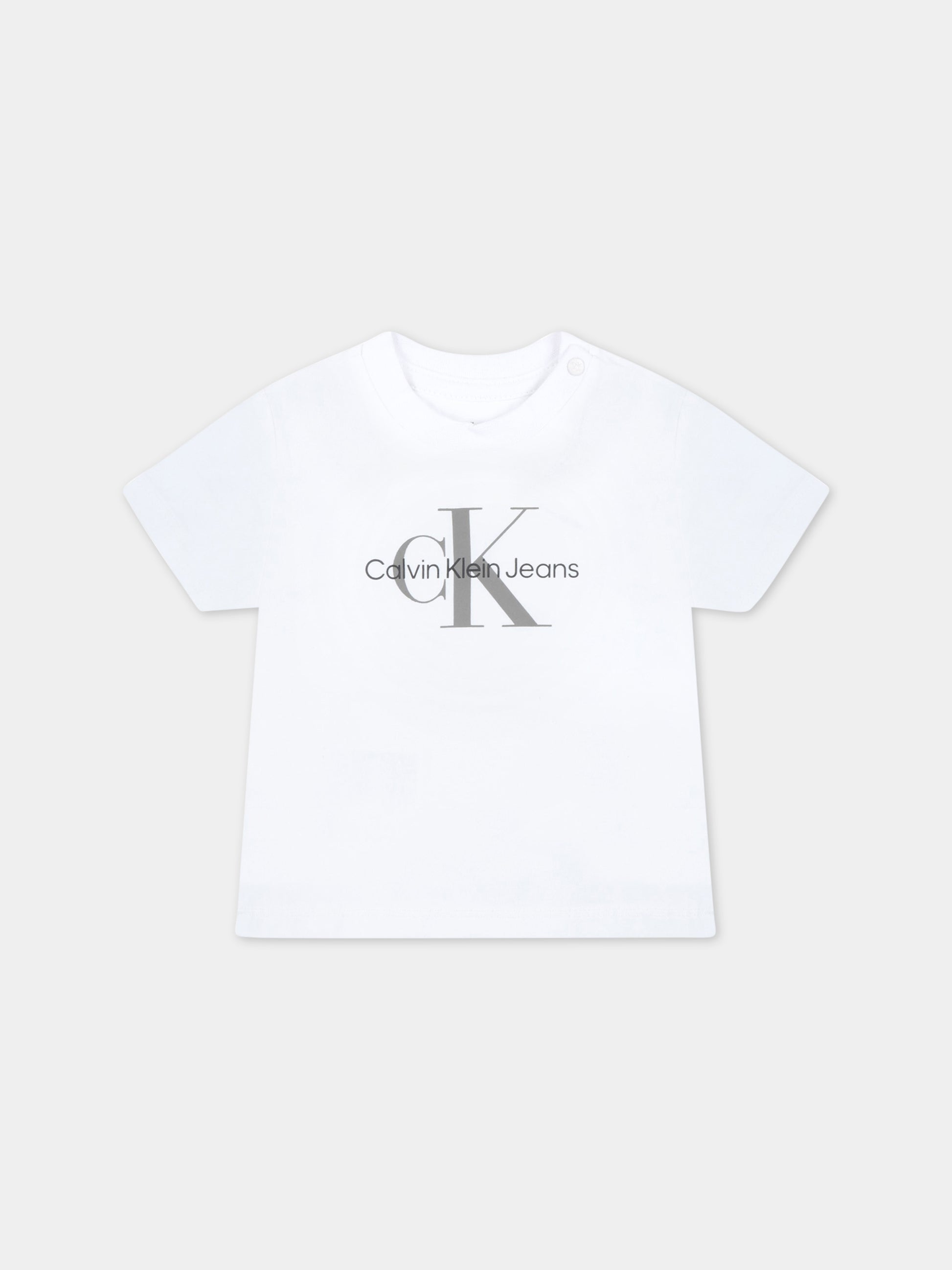 T-shirt bianca per neonati con loghi,Calvin Klein Kids,CKIN0IN00001 IN0IN00001 YAF
