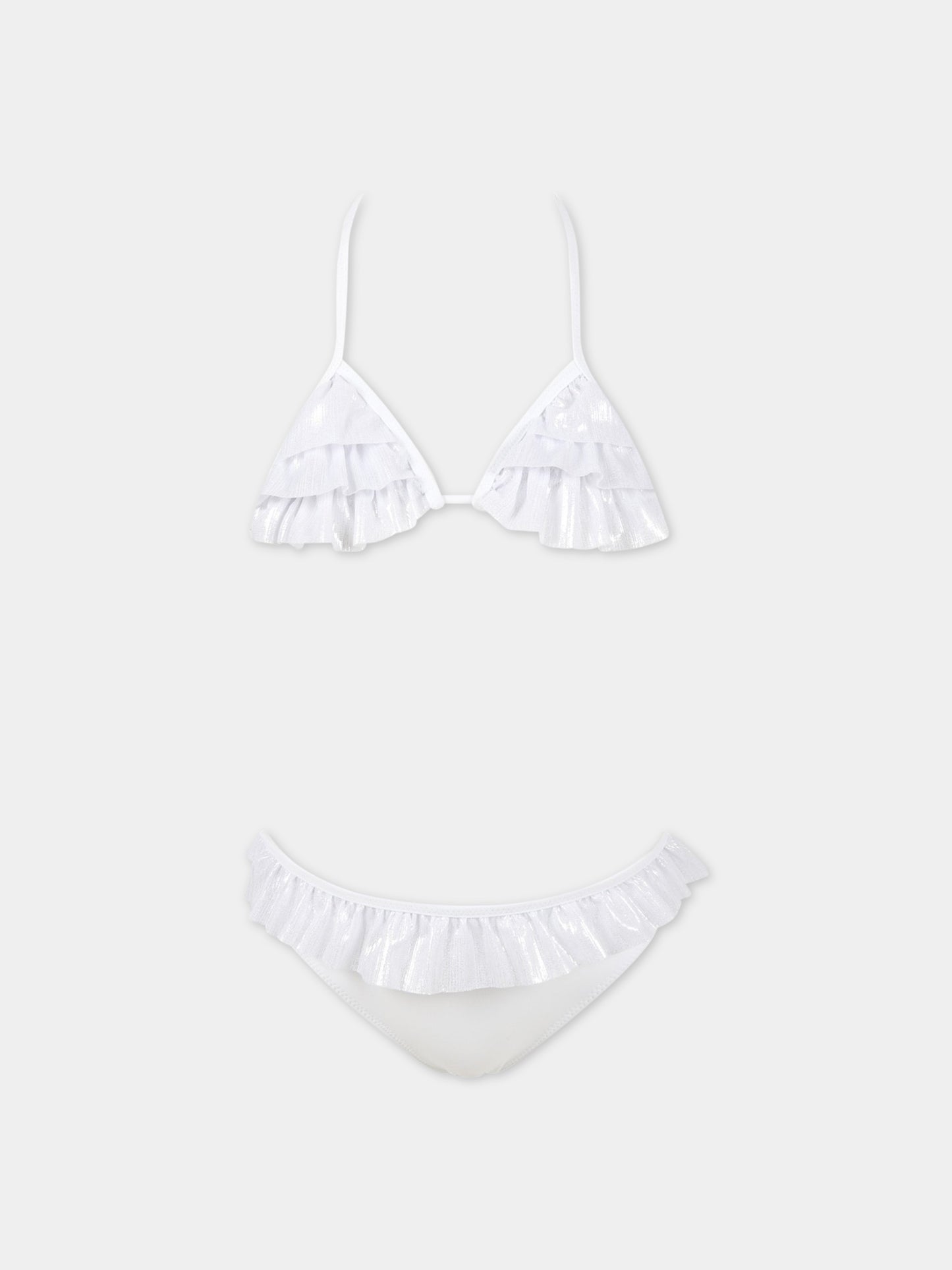Bikini bianco per bambina con rouche argentate,Dimensione Danza,029747 122