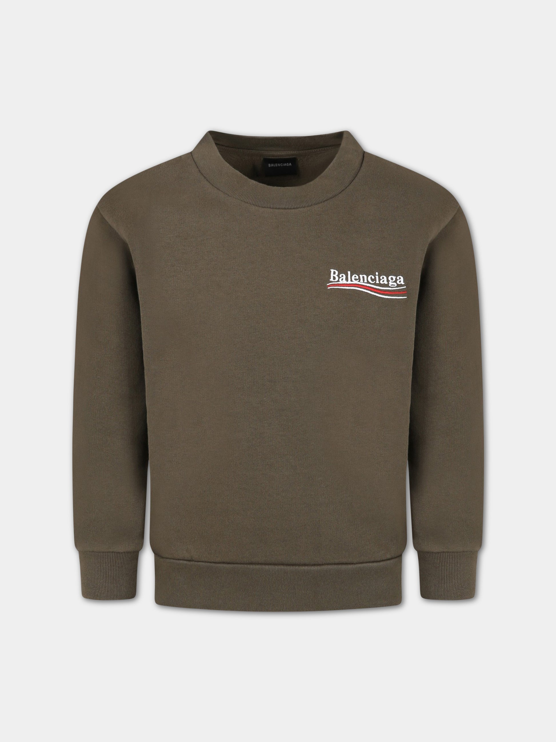 Felpa verde per bambini con logo,Balenciaga,682018 TMVE6 2463