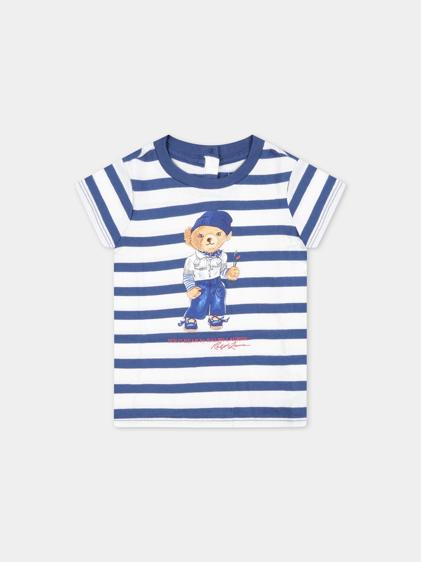 T-shirt multicolor per neonata con Polo Bear e logo rosso,Ralph Lauren Kids,891323001
