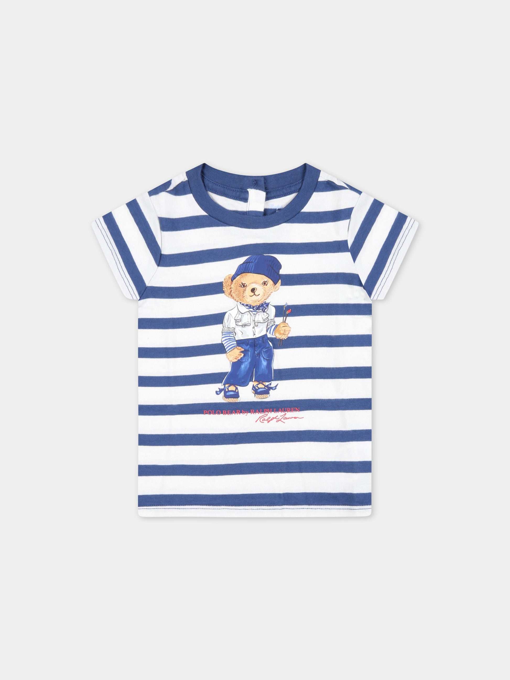 T-shirt multicolor per neonata con Polo Bear e logo rosso,Ralph Lauren Kids,891323001