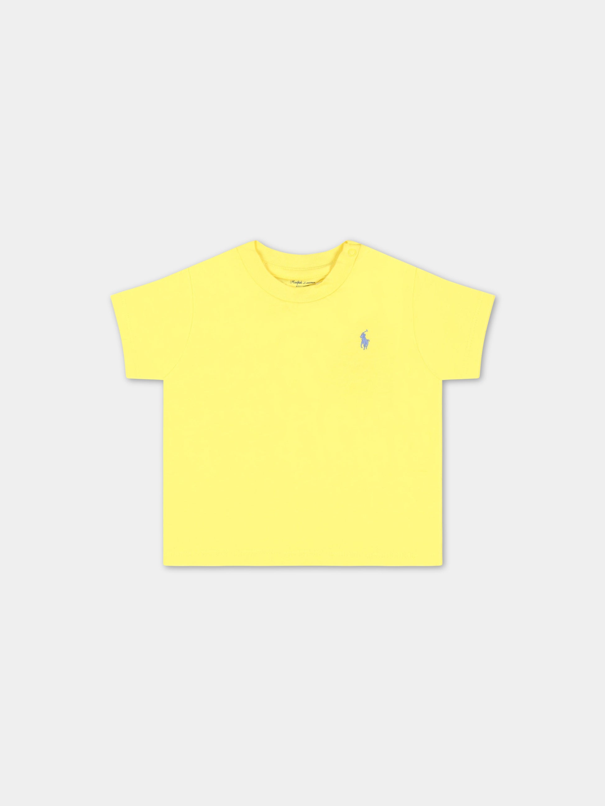 T-shirt gialla per neonato con pony blu ricamato,Ralph Lauren Kids,832904087