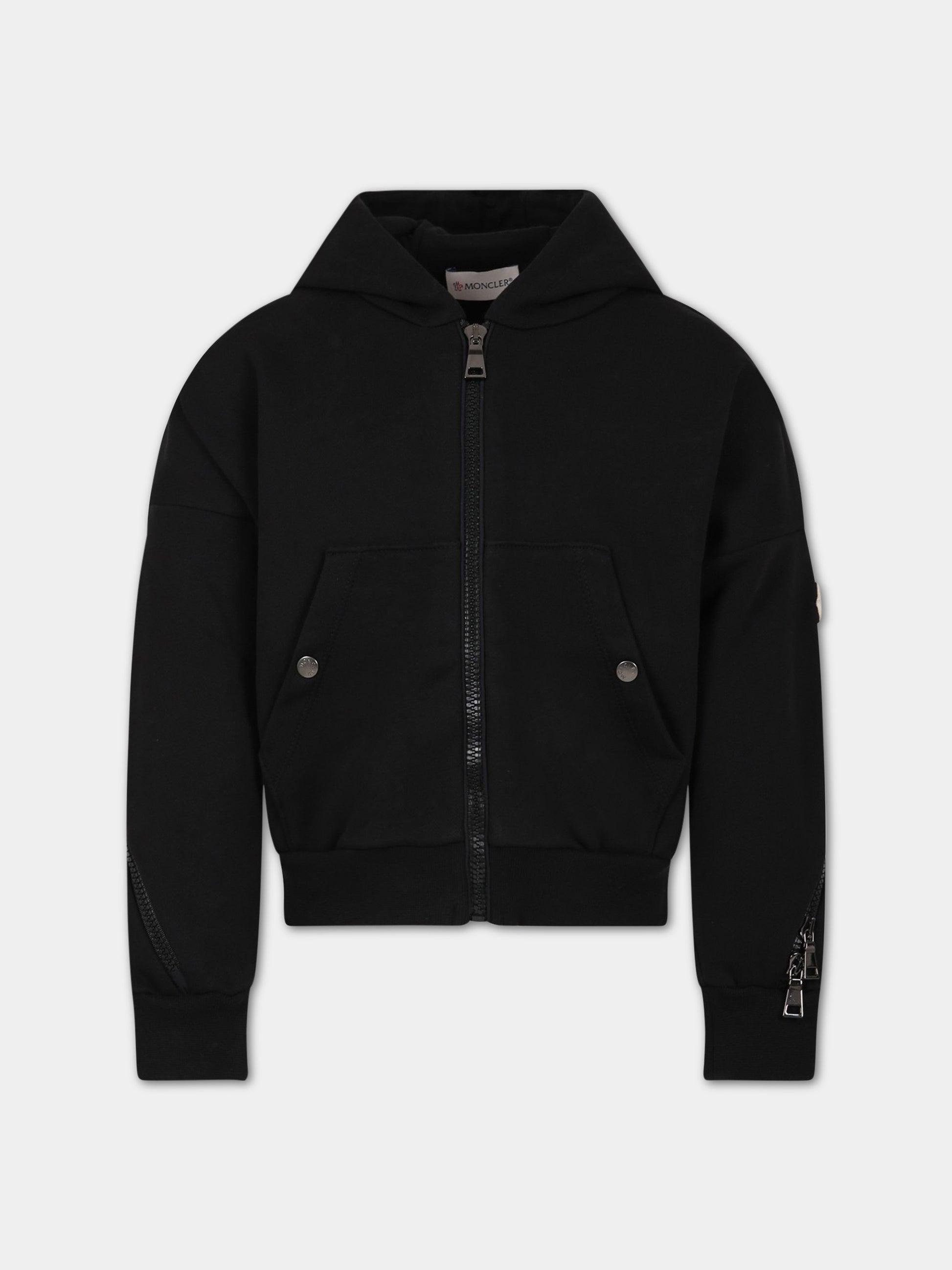 Felpa con cappuccio nera per bambina,Moncler Kids,954 8G00006 899VR 999