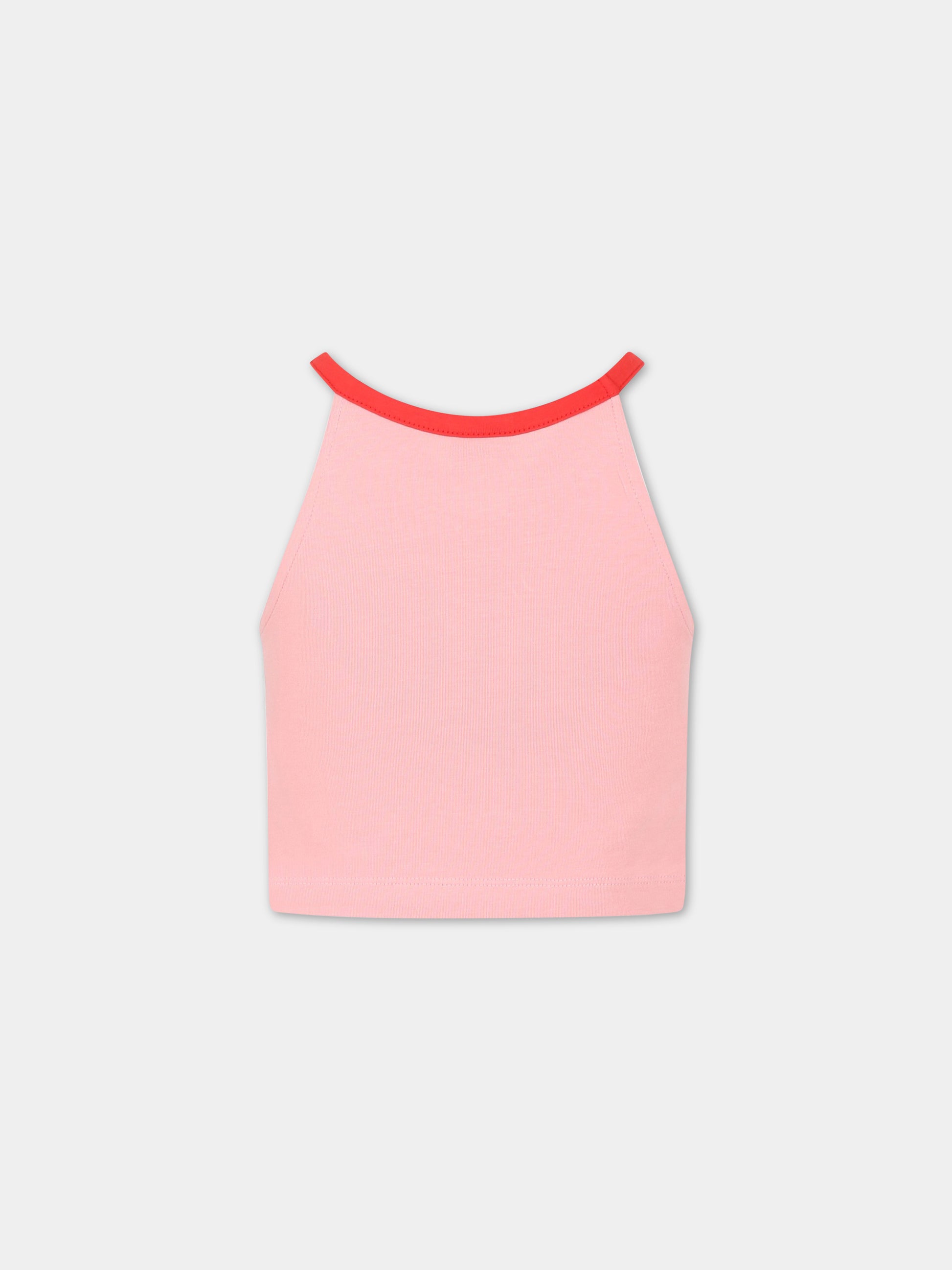 T-shirt rosa per bambina con stampa e logo,Gcds Kids,DDM00A LBA00 51630