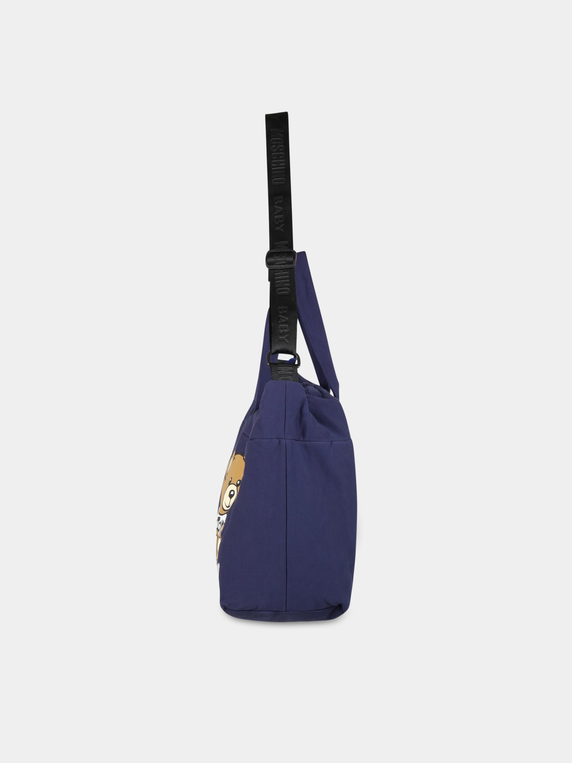 Borsa-mamma blu per neonato con Teddy Bear,Moschino Kids,MRX03A LDA25 40016