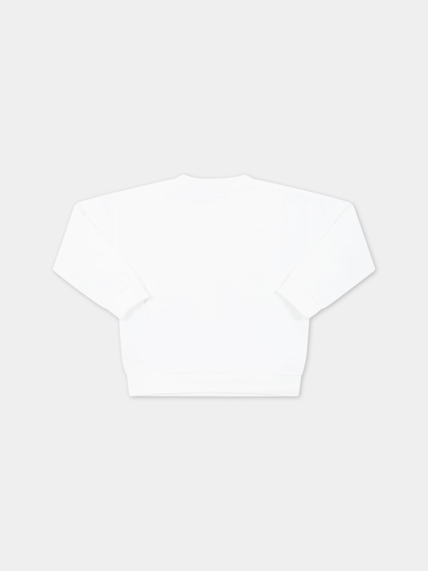 Felpa bianca per neonato con Teddy Bear e api,Moschino Kids,MWF03N LCA19 10063