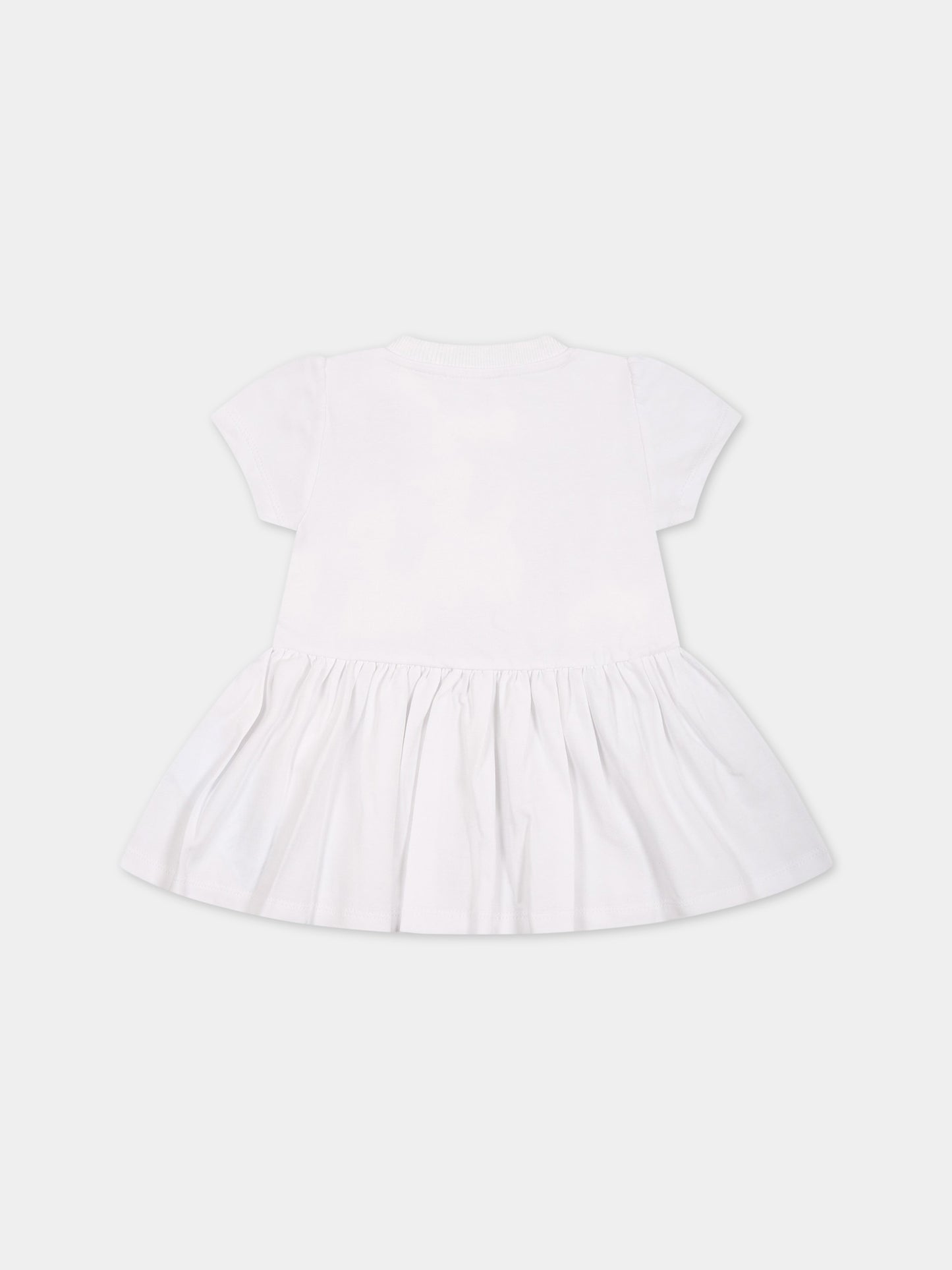 Vestito bianco per neonata con Teddy Bear e logo,Moschino Kids,MDV0AD LBA00 10101