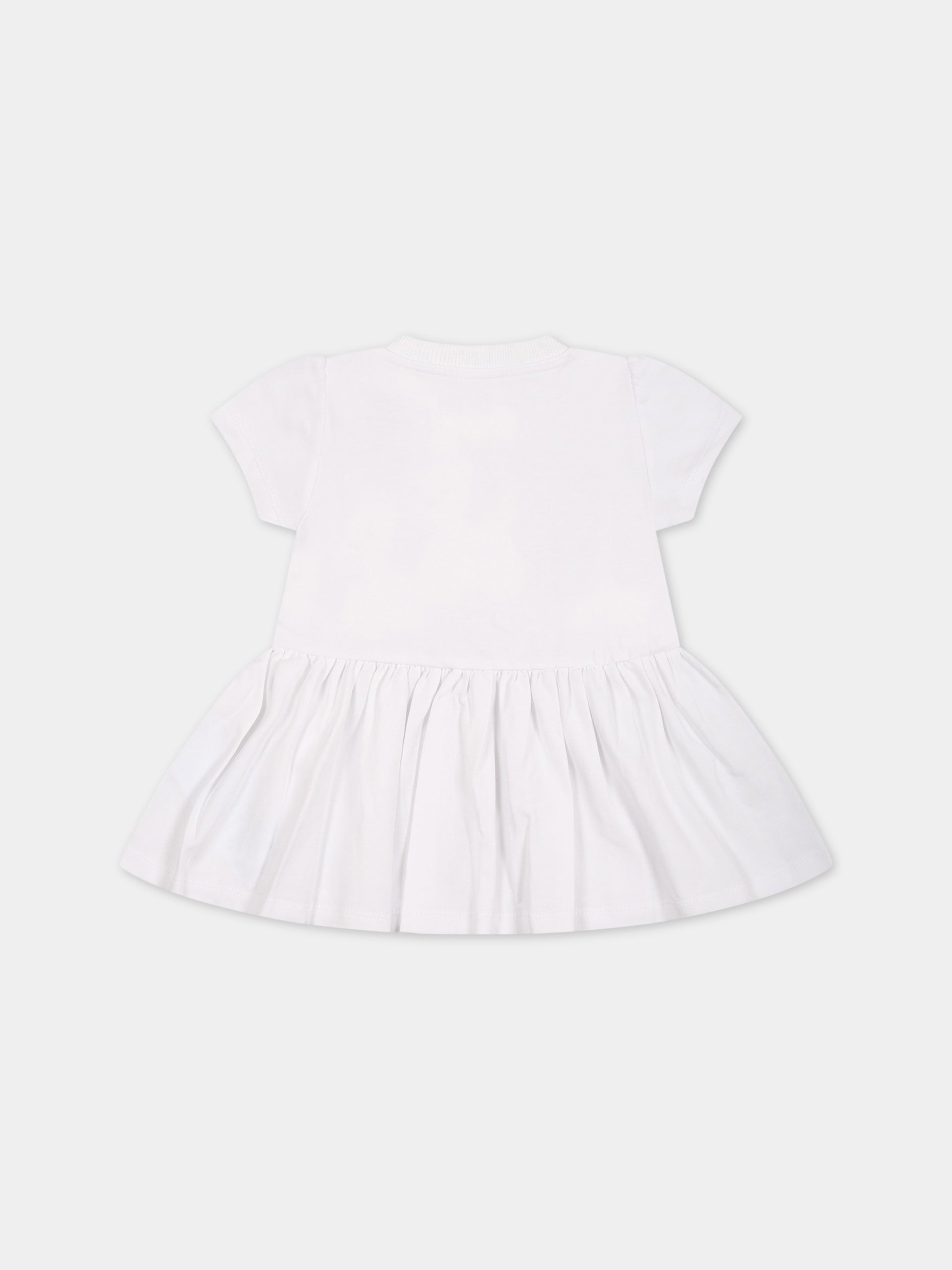 Vestito bianco per neonata con Teddy Bear e logo,Moschino Kids,MDV0AD LBA00 10101