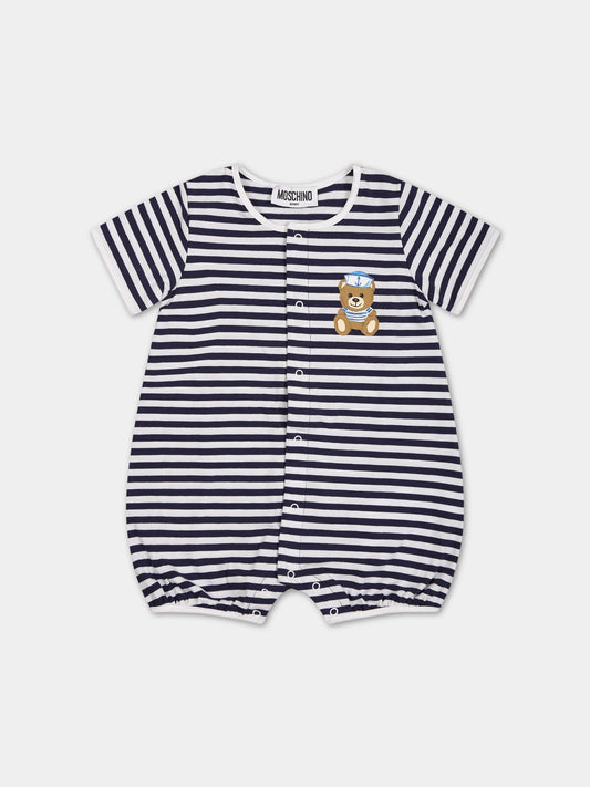 Pagliaccetto multicolor per neonato con Teddy Bear e logo,Moschino Kids,MUY052 LBE05 83120