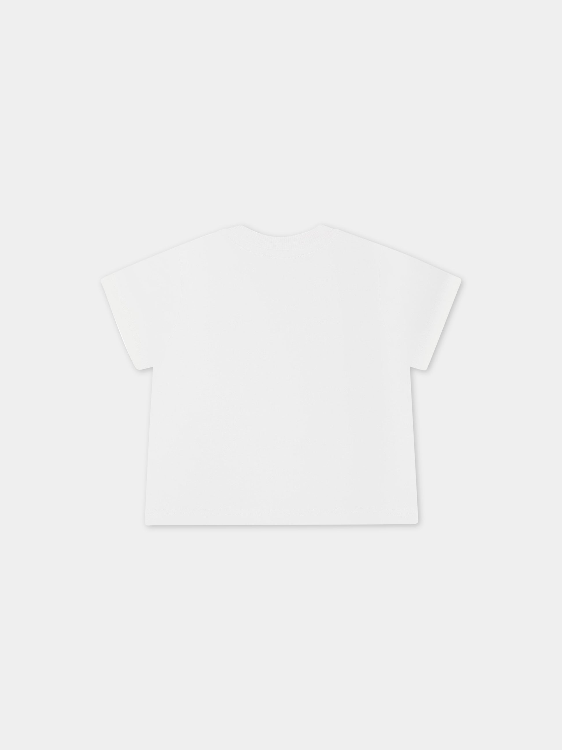 T-shirt bianca per neonati con Teddy Bear e logo,Moschino Kids,MRM032 LAA02 10101