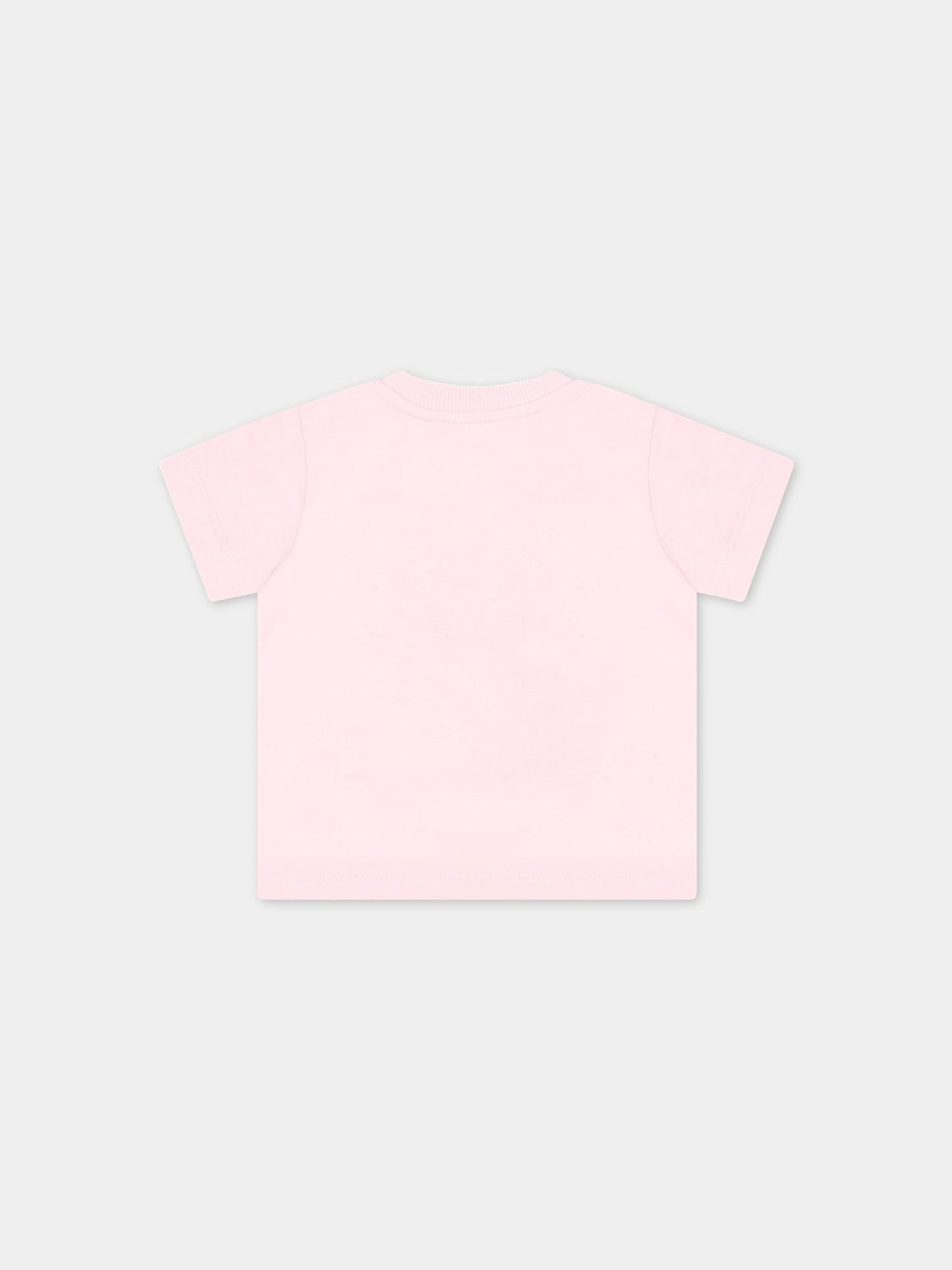 T-shirt rosa per neonata con Teddy Bear e logo,Moschino Kids,MOM032 LAA03 50209