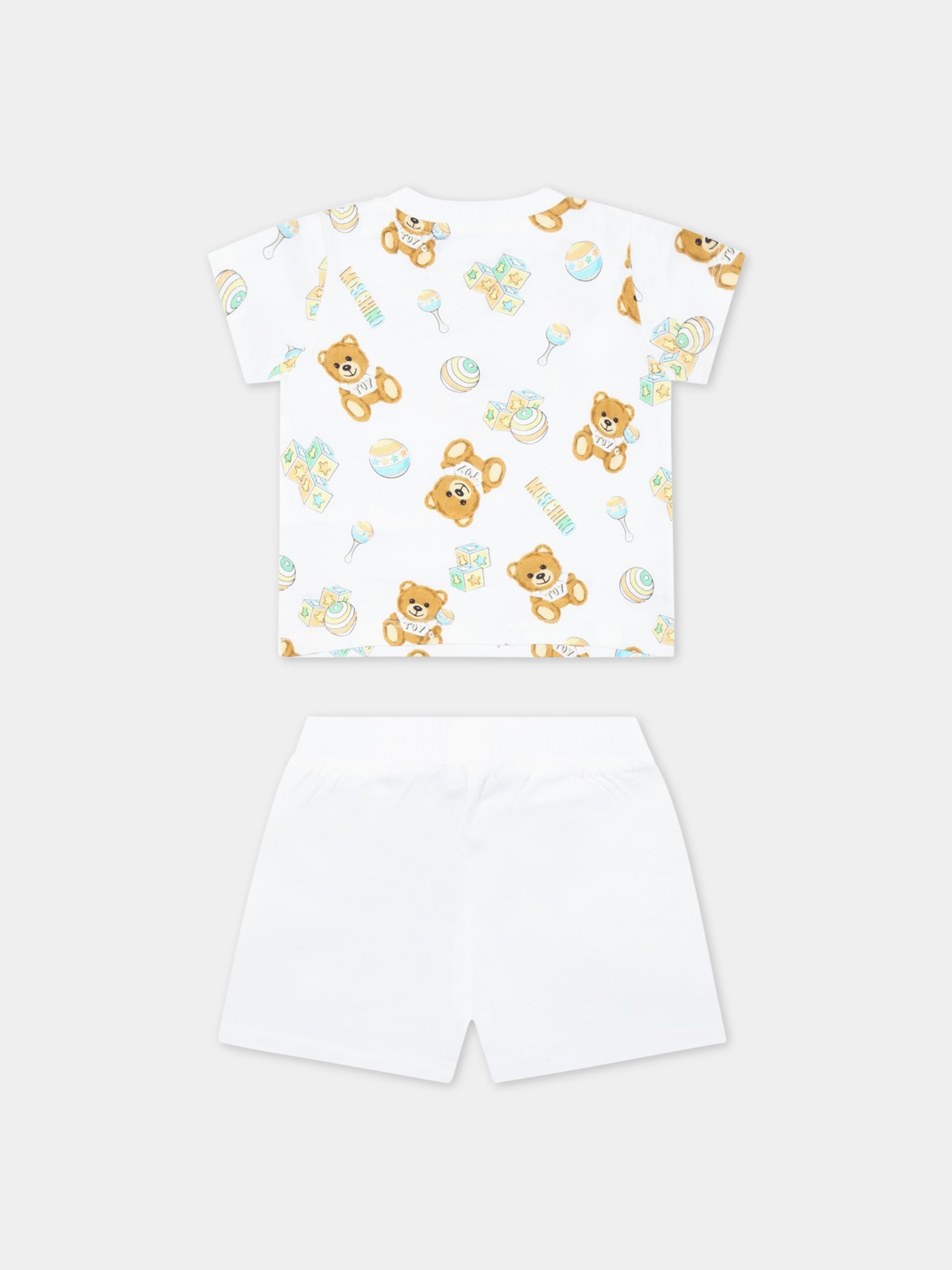 Completo bianco per neonato con Teddy Bear,Moschino Kids,MQG003 LAB59 84352