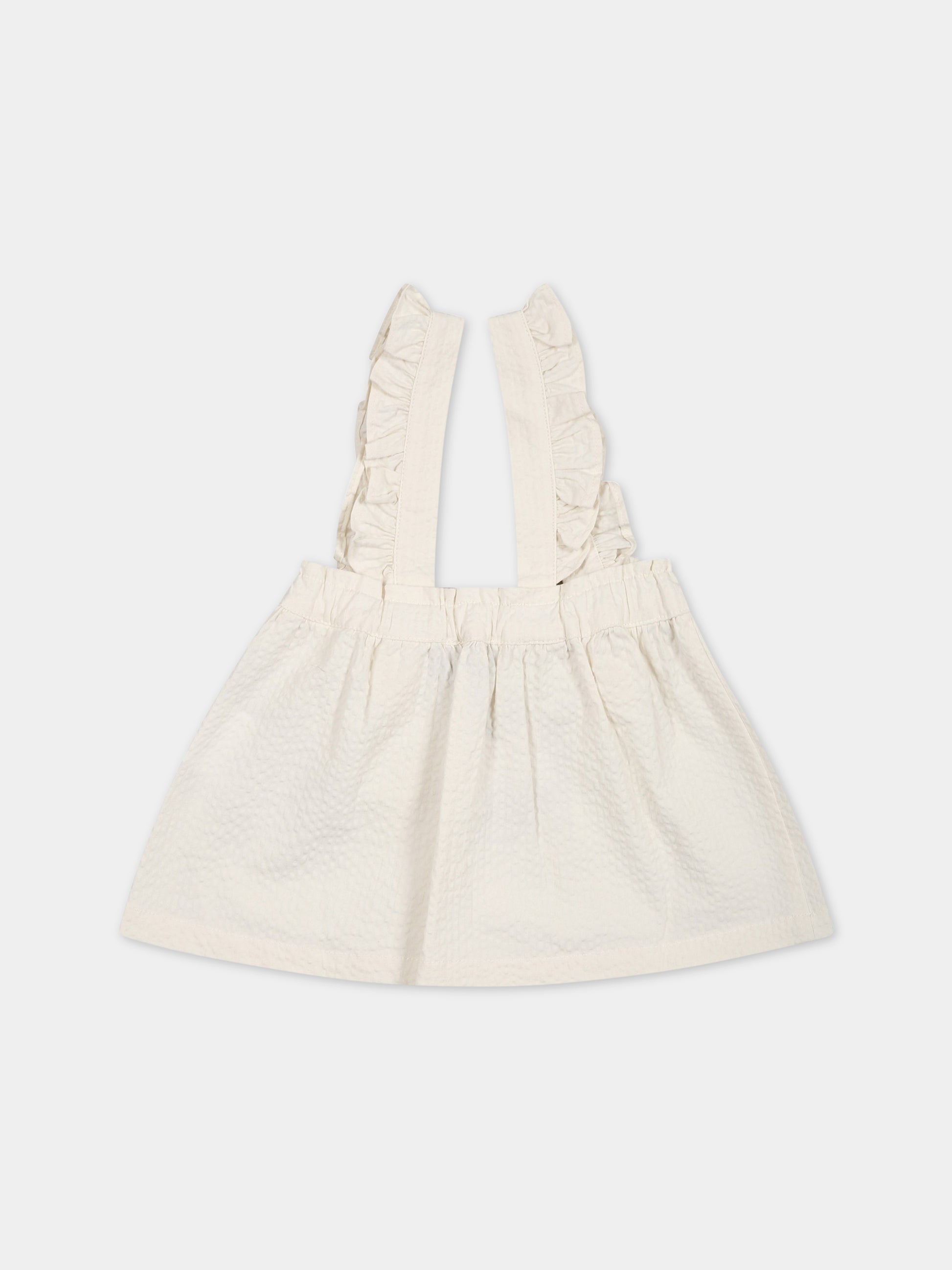 Gonna-salopette avorio per neonata con Teddy Bear,Moschino Kids,MDJ01B LZA15 10063